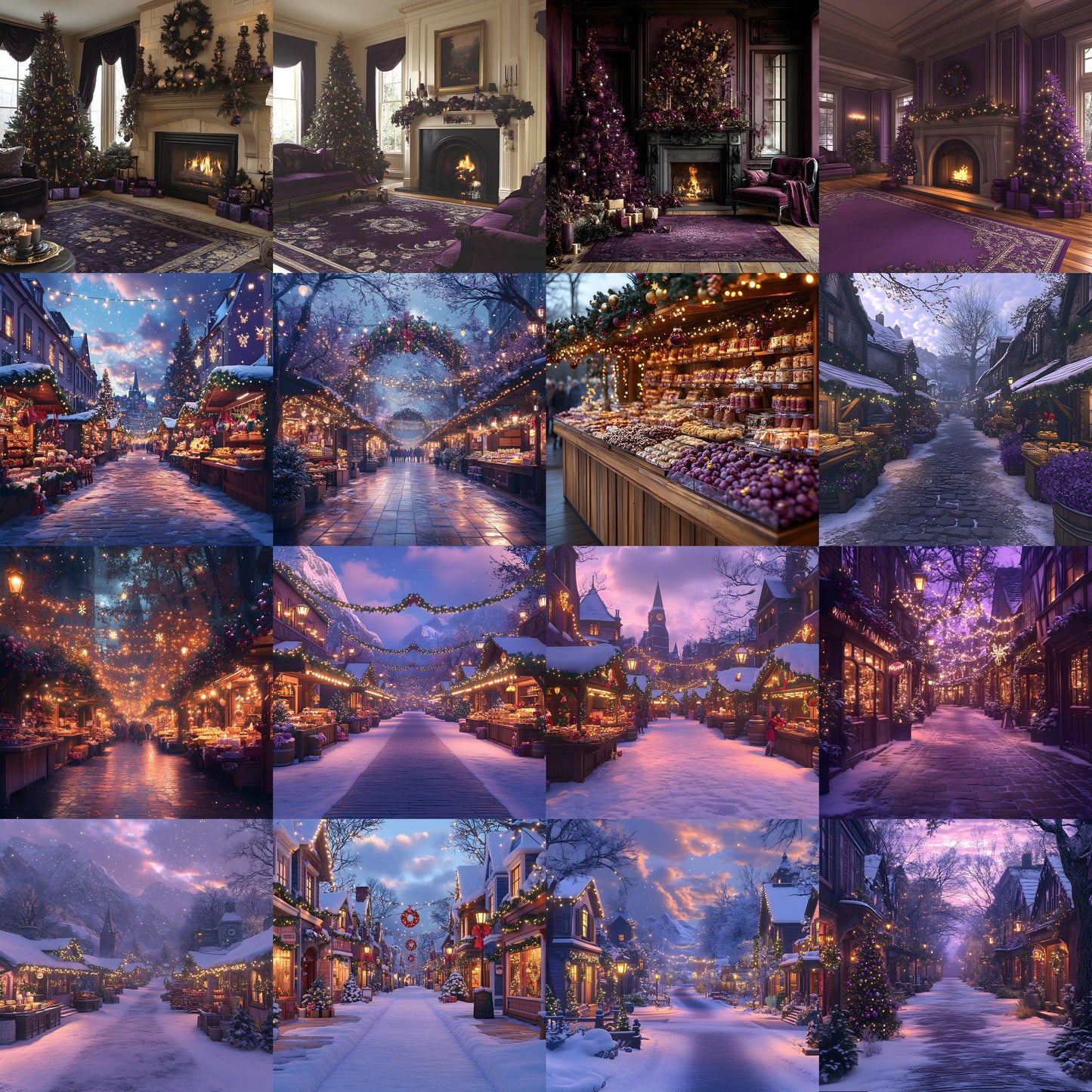 Amethyst Christmas Backdrops | Violet, Purple Christmas Festive Backdrops, Holiday Season Christmas Background