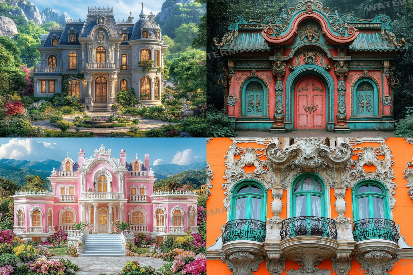 Baroque House Backdrop for Grand Manor & Chateau Deauville Autumn Scene | Victorian Era Fairytale Historic European Home Mansion Prop