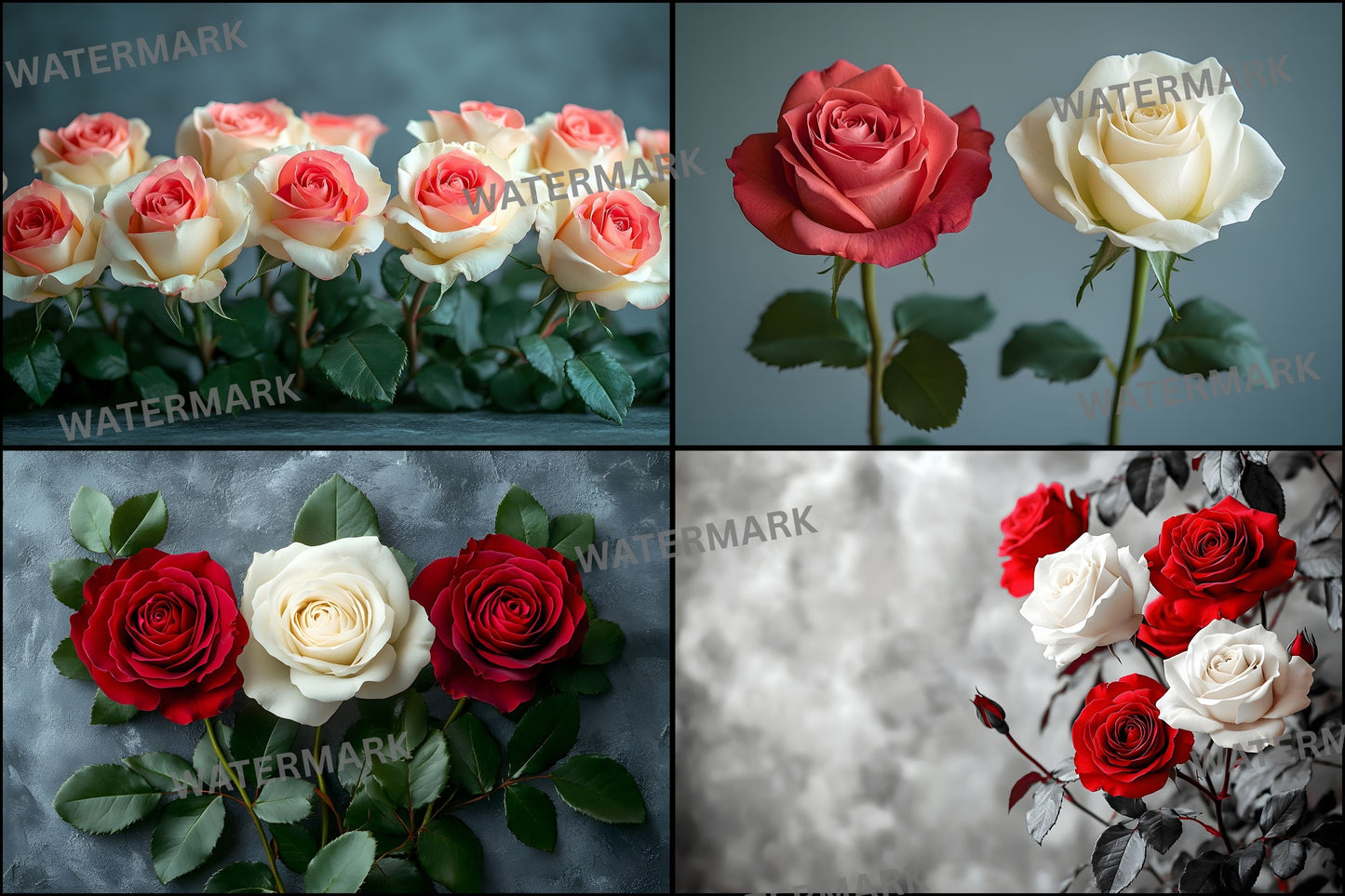White Red Roses Photography Backdrop, Classic Floral Background, Wedding Photo Booth, Digital Download, for Stunning Portraits