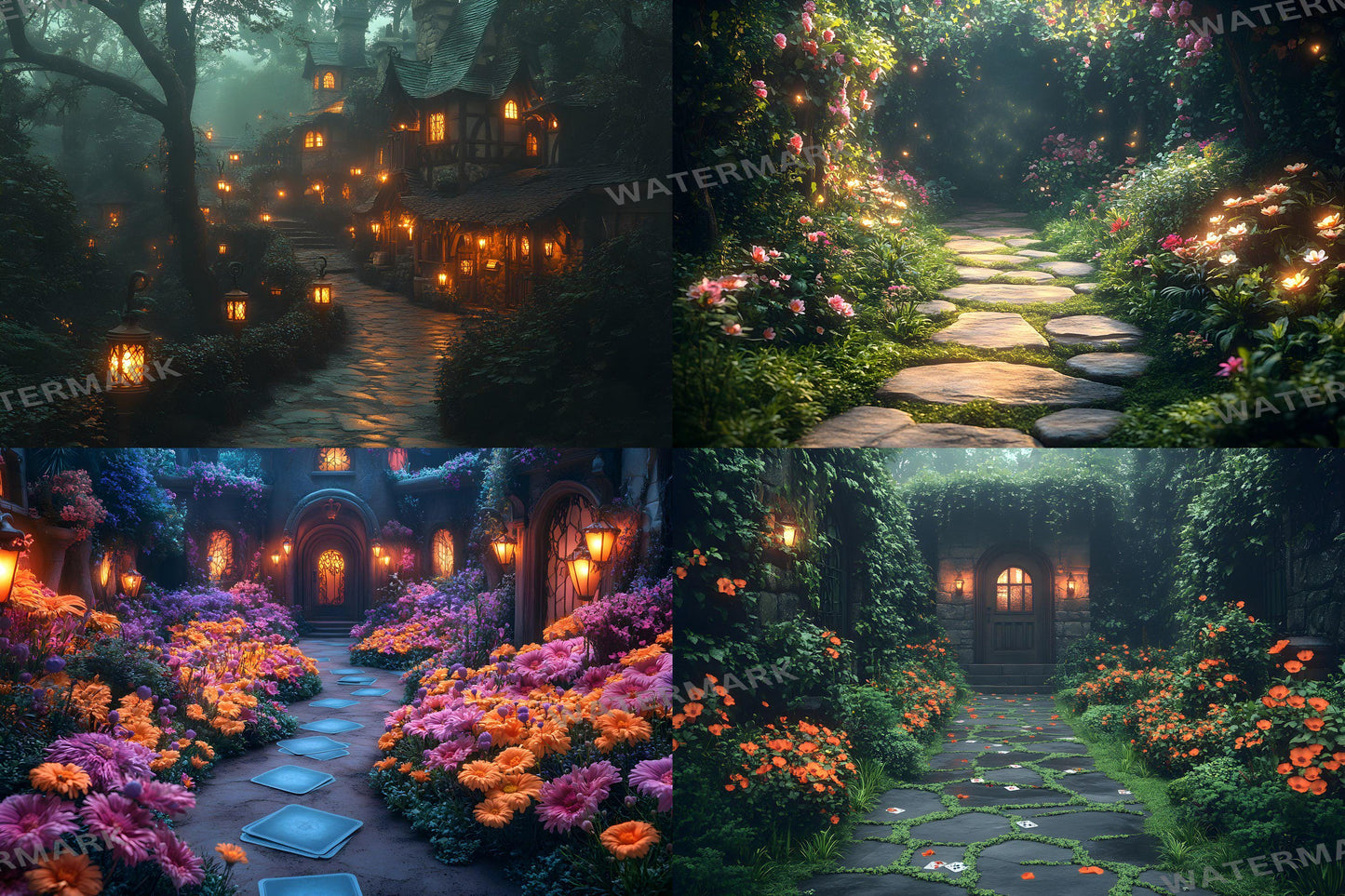 Alice���������s Garden Maze Backdrops - Fantasy Wonderland Digital Backgrounds for Photoshop and Master Overlays