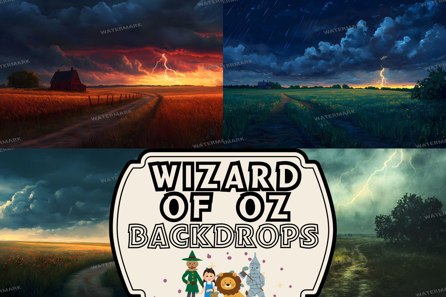 Kansas during Thunderstorm with Wide Open Fields_16 Images_Wizard of Oz | Dorothy Wizard of OZ Backdrops