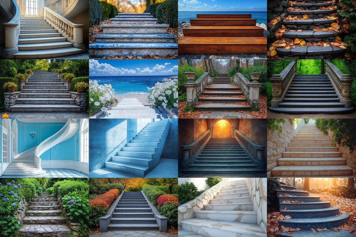 Warm Stairs View Backdrops - Professional Photo Editing Overlays for Stunning Visuals
