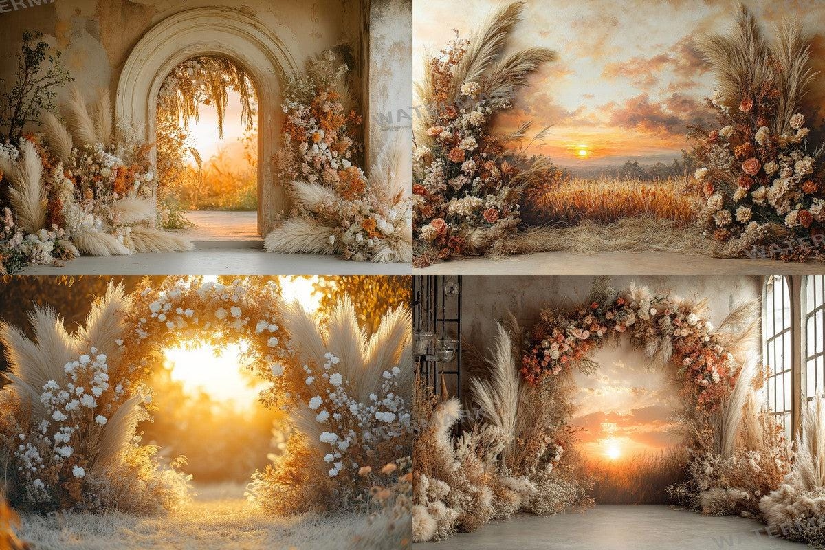 Boho Background - Sunset Arch Photography Backdrops - 8Warm Aesthetic PNGs for Digital Art & Photography - Commercial Use