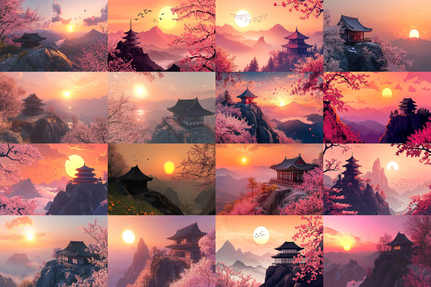 Ancient Dojo digital backdrop, 16:9 ratio. Serene training ground with traditional architecture, perfect for streaming backgrounds
