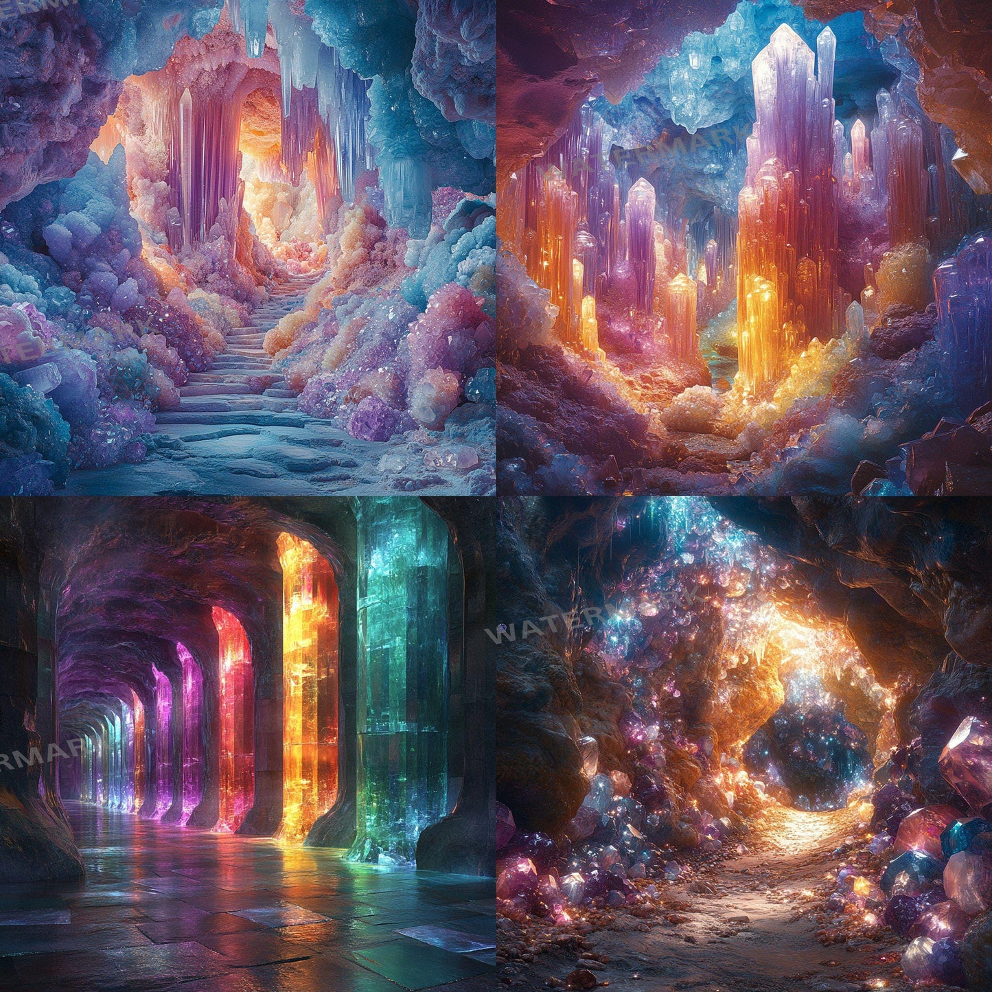 Crystal Fairy Cavern Digital Backdrops - High-Resolution PNGs for Creative Photography 96x96px Commercial Use