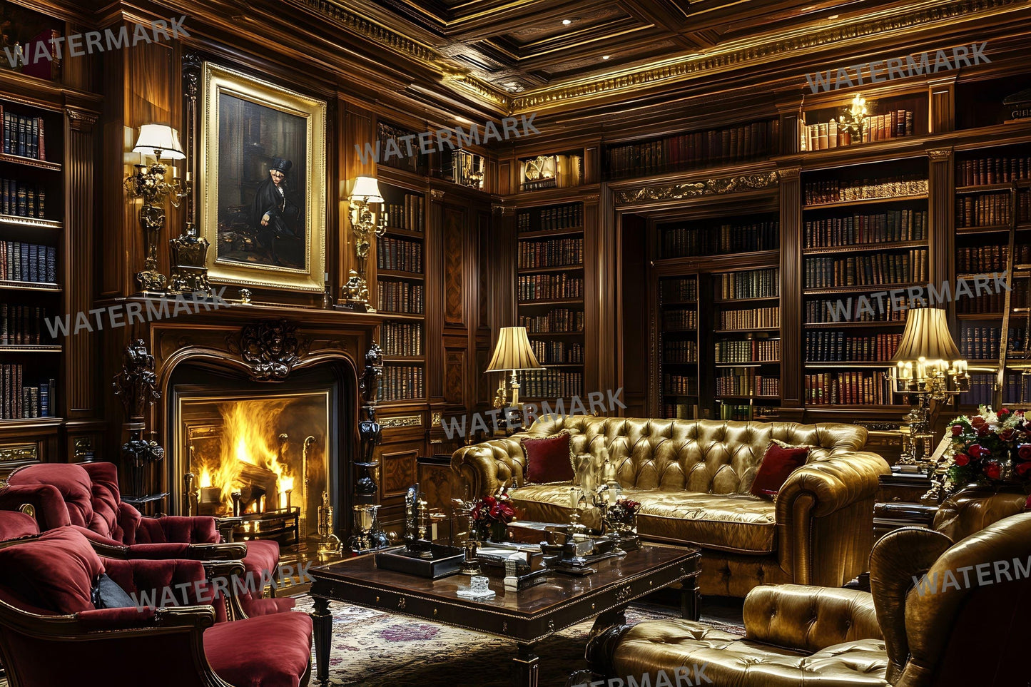 Century London Club Backdrops - 16 JPGs | Victorian Study Digital Backgrounds, Old English Library Photo Props