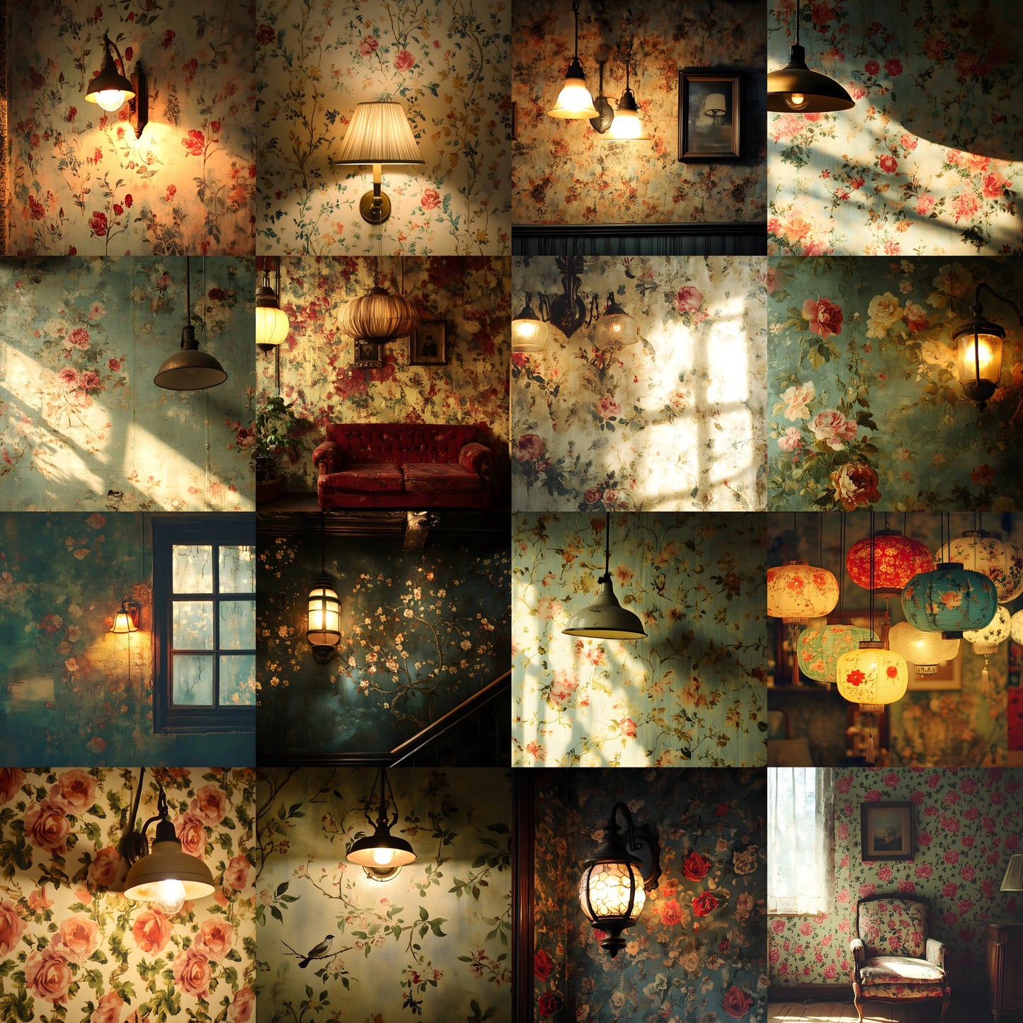 Vintage Wallpaper Room Backdrops, Photography Backgrounds, Digital Download for Portrait Photography,Texture Photo Booth Backdrop