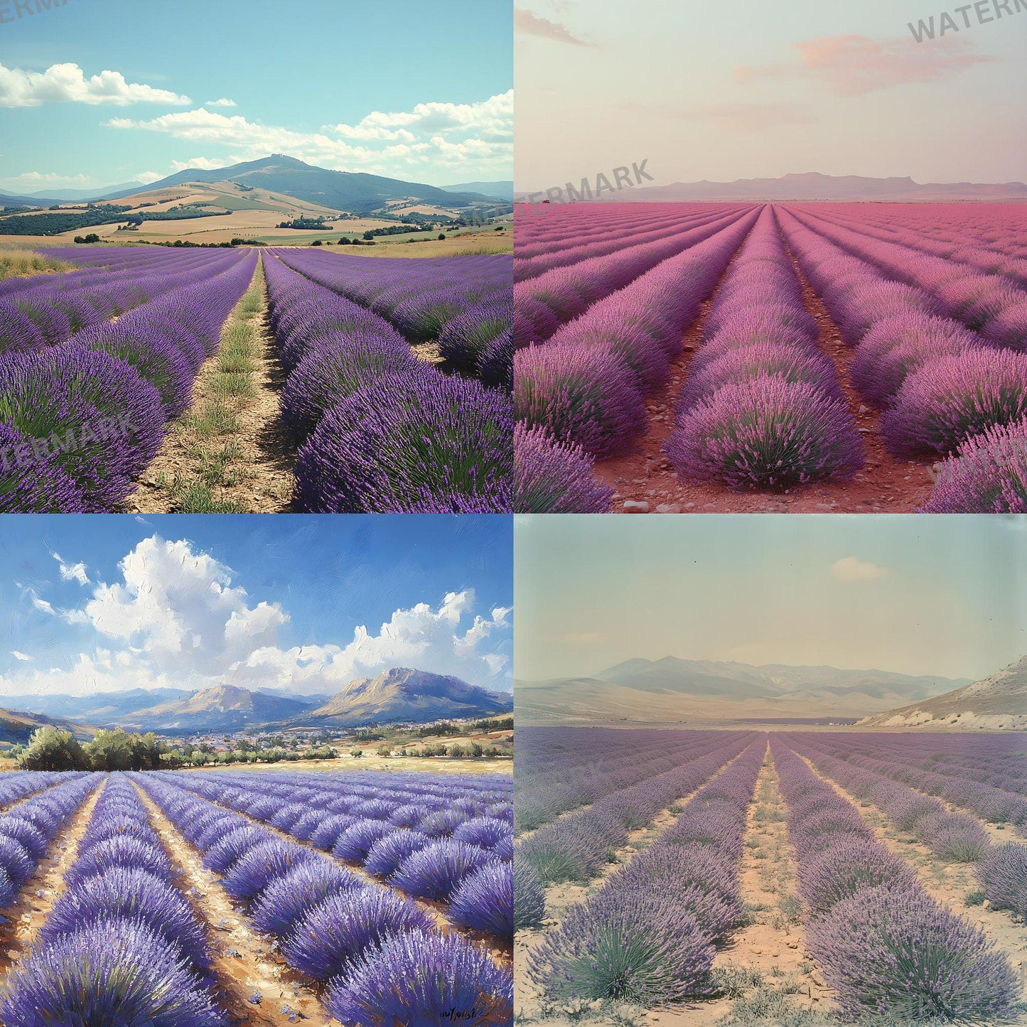Lavender Field Backdrops - Digital Floral Background, Photography, Photoshop Overlays, Portraits, Products, Maternity & Wedding Backdrops