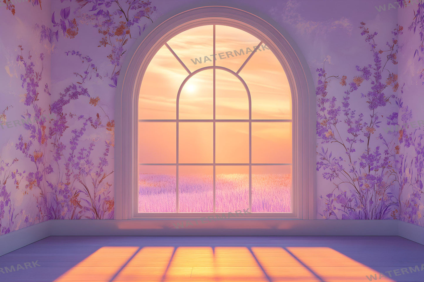 Floral Twilight Glow Backdrops, Soft Romantic Backgrounds, Maternity Backdrop, Photoshop Overlays - Window Backdrops - Sunset Backdrops
