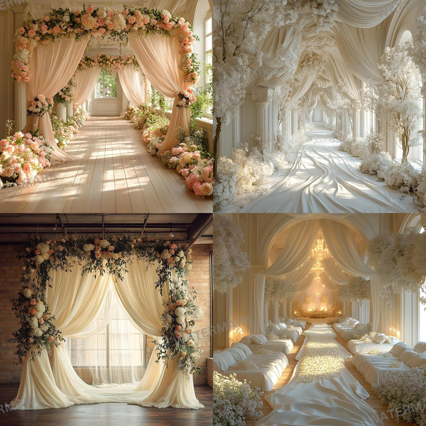 Fairytale Wedding Backdrops | Digital Backdrops for Weddings, Floral Backdrops, Photoshop Overlays, Wedding Photography, Floral Backdrops