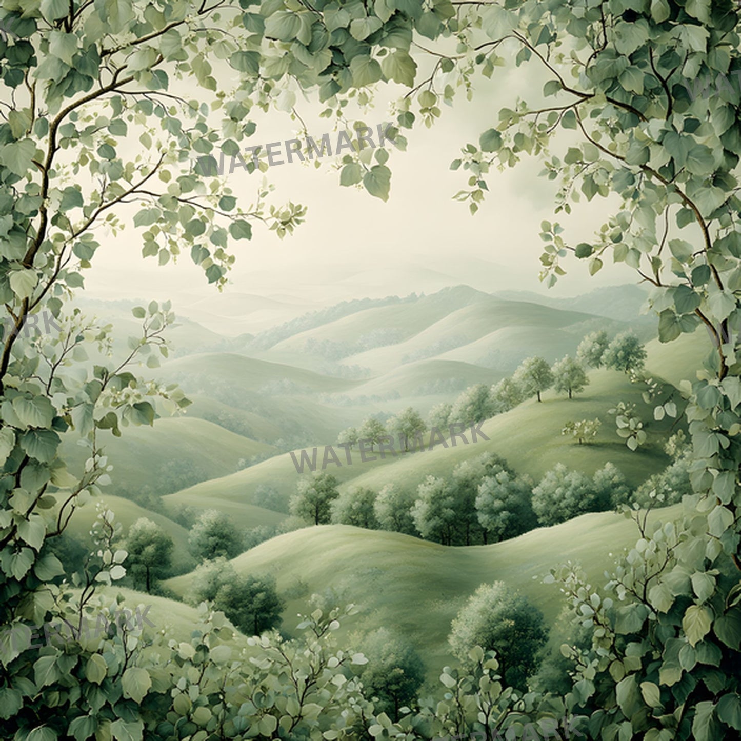 Pastoral Greenery Digital Backdrop, Photography Background, Scenic View Photo Prop, Nature Inspired Portrait, Online Shop Image, SQBD9443