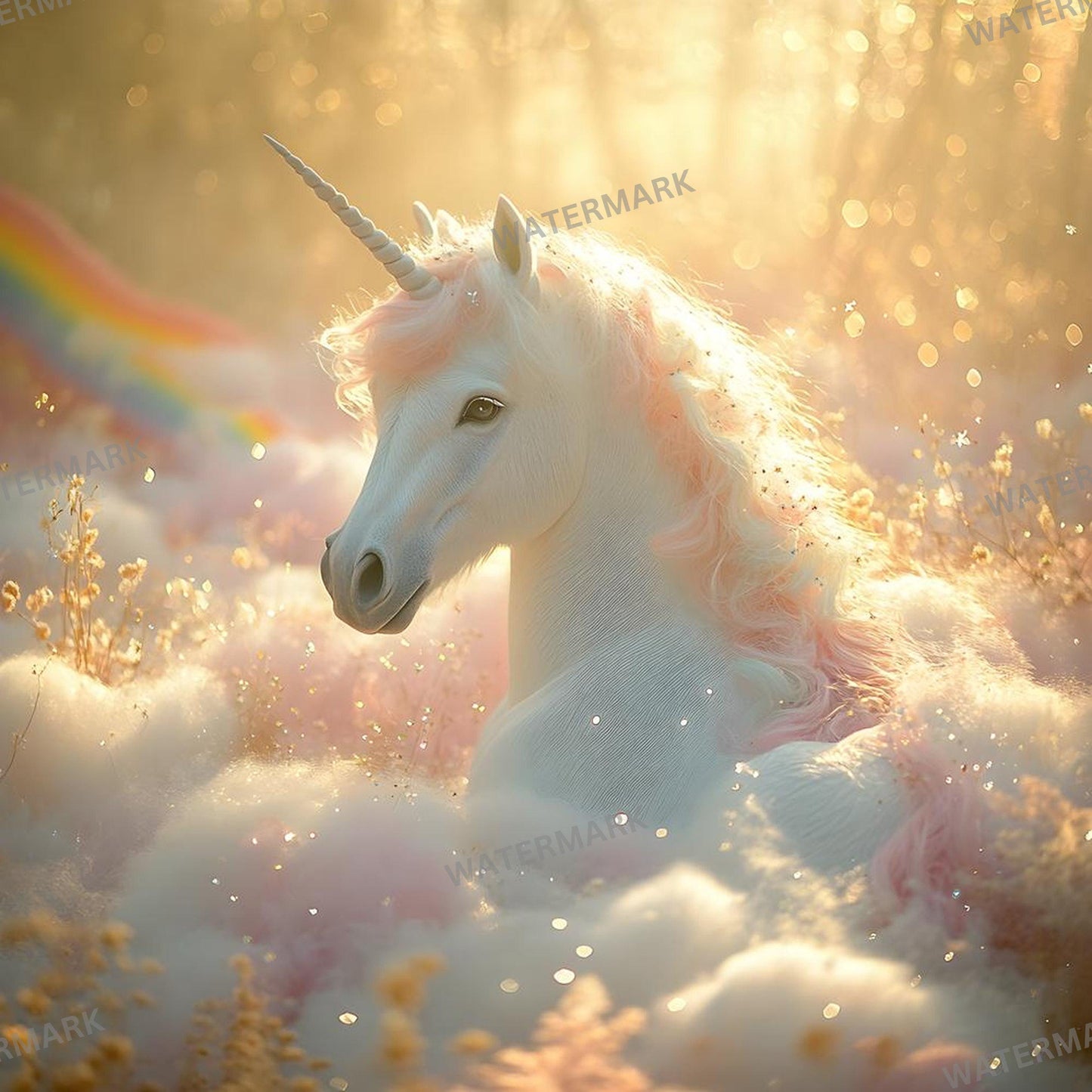 Unicorn Fantasy Backdrops - Magical Enchanted Clouds, Mythical Digital Backgrounds, Photoshop Overlay - Portraits, Photography Background