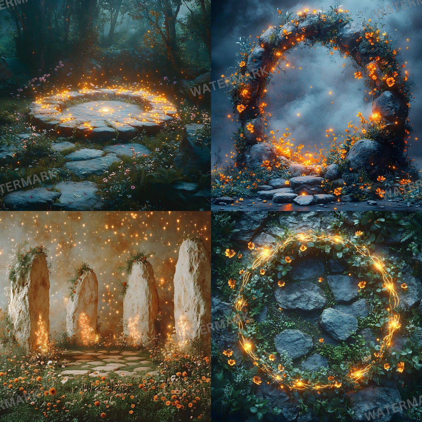 Enchanting Fairy Tale Photoshop Overlay Backdrops - 1Magical Forest, Arch, and Pathway Scenes for Fantasy Photography & Digital Backdrops
