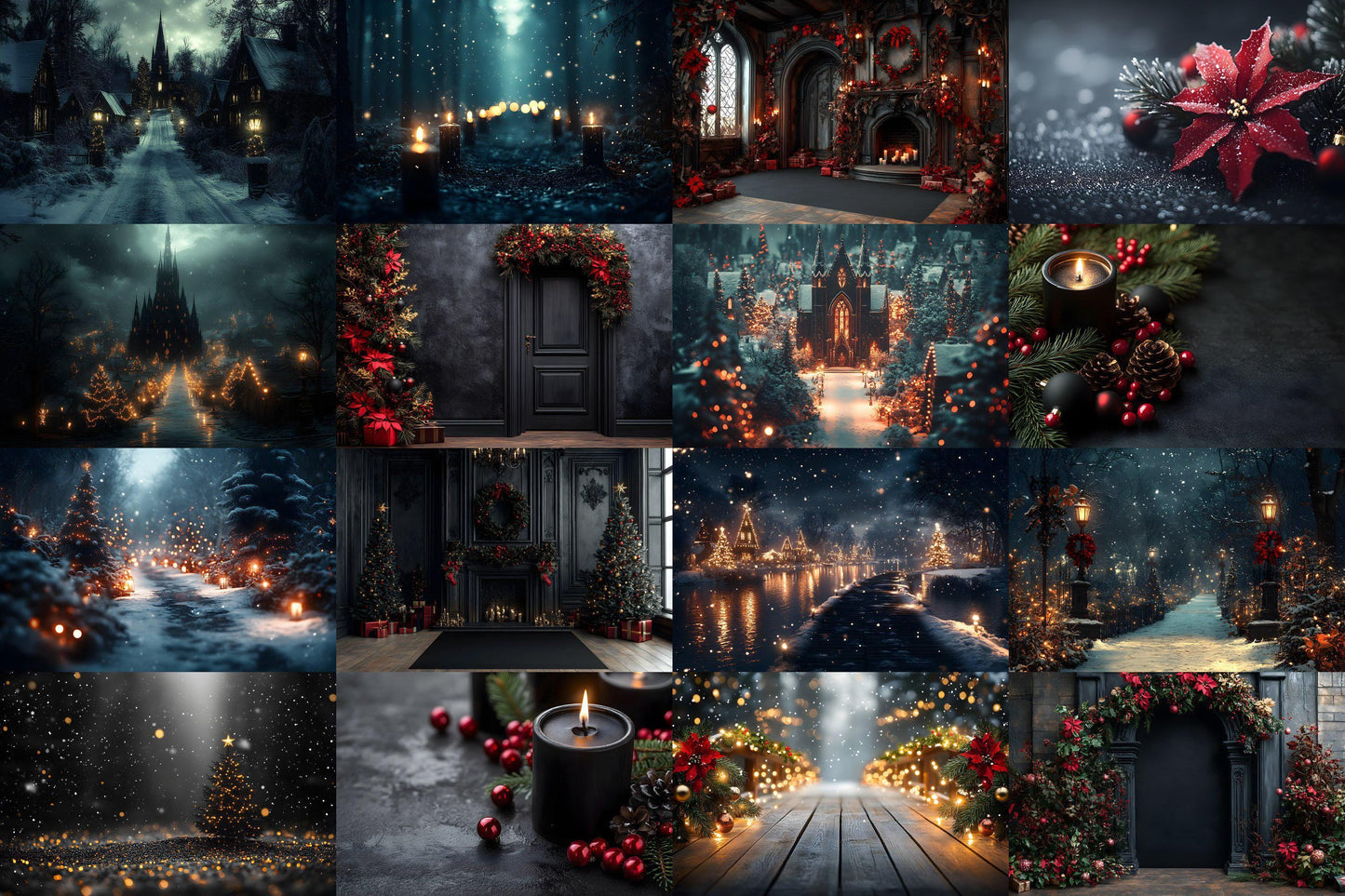 Gothic Christmas Backdrops, Black Christmas Backgrounds, Gothic Festive Dark Hue Xmas, Photography, Photoshop - 3:2 Ratio - 00x00px