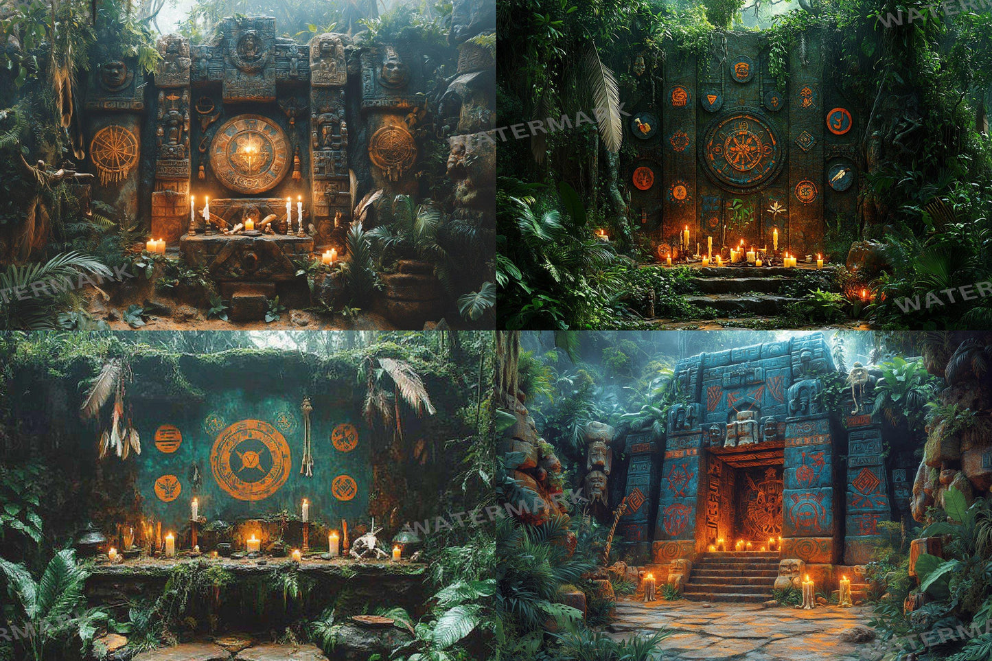 Amazonian Shamanic Ritual Backdrops, Mystical Jungle Backgrounds, Spiritual Scenes, Photography, Amazon Jungle - Ceremony Backgrounds