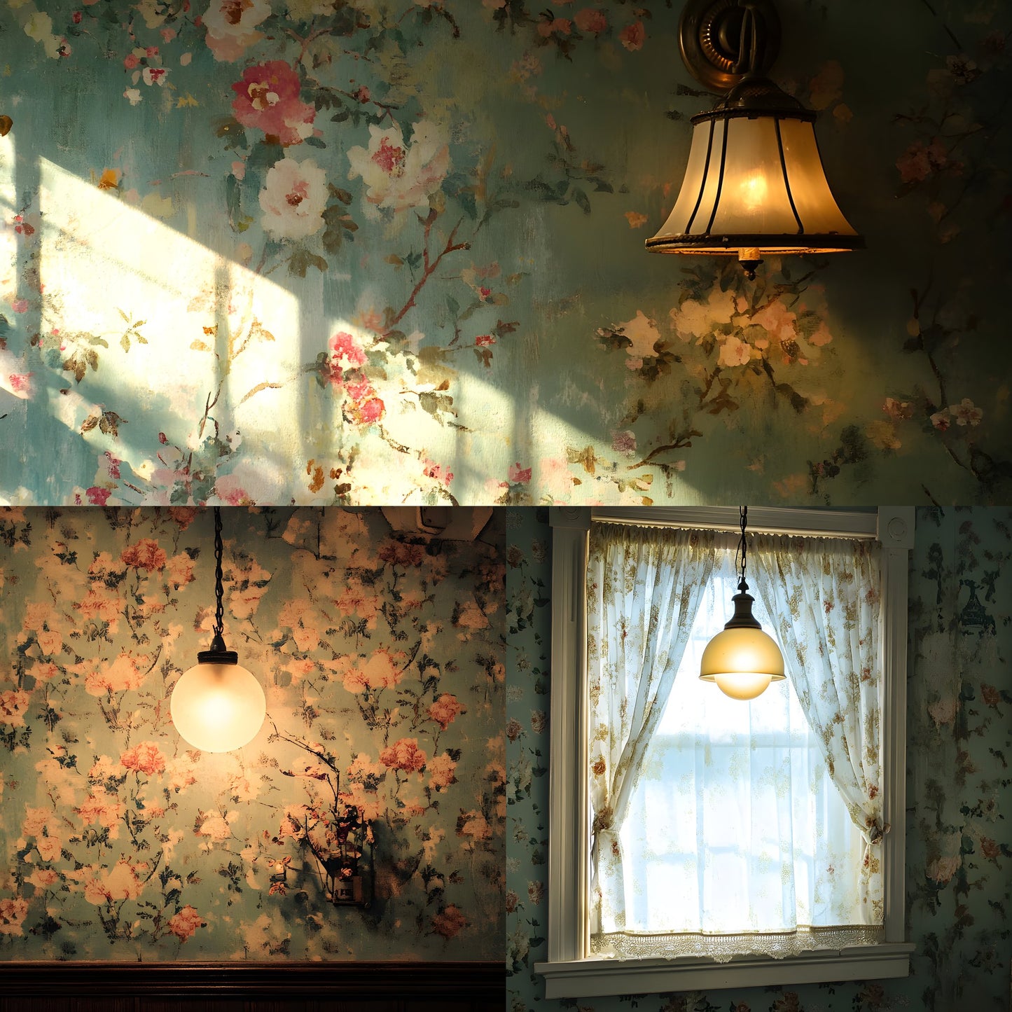 Vintage Wallpaper Room Digital Backdrop, Photography Backgrounds, Antique Interior Photo Prop, High-Res Image for Photographers