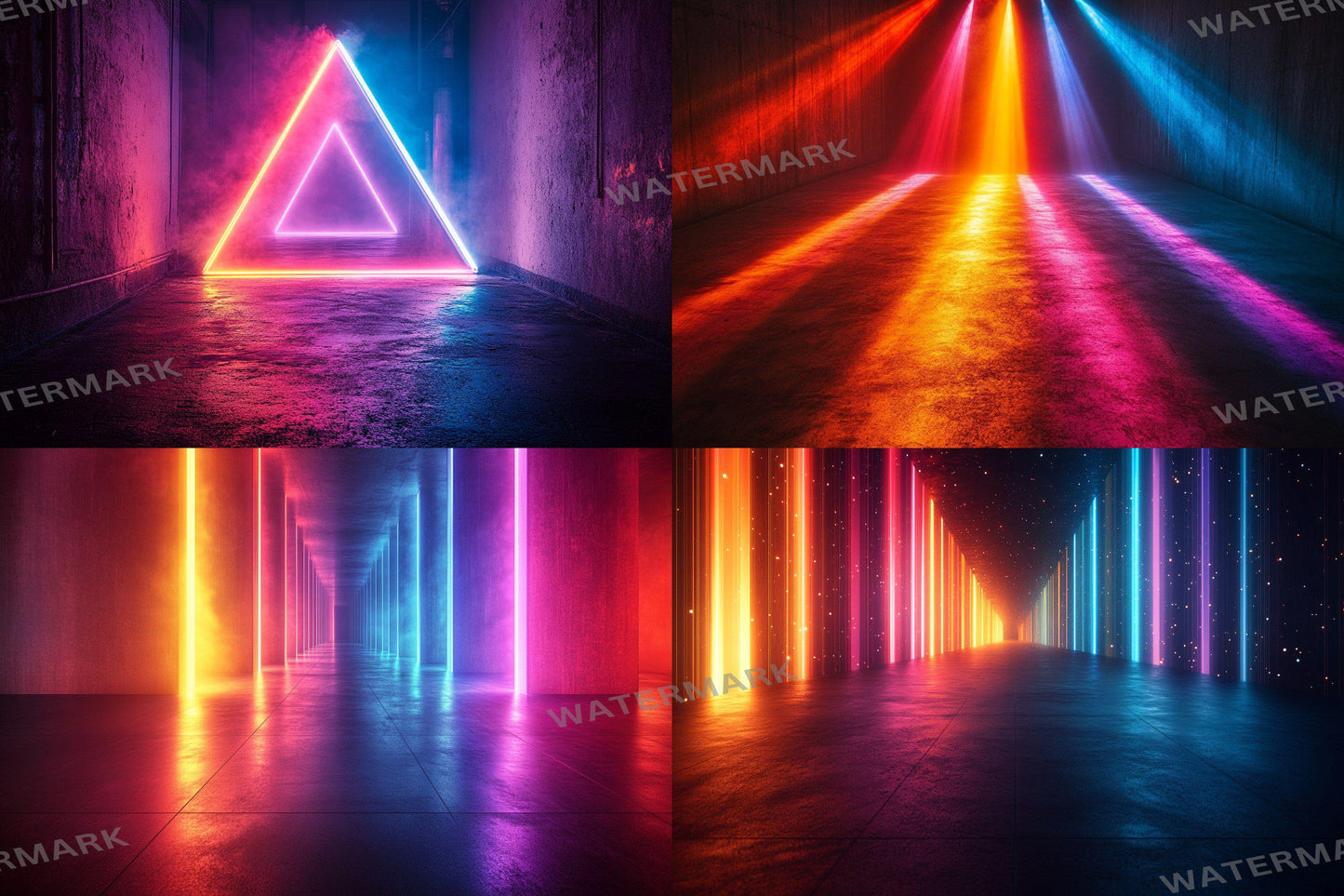 Modern Lightscape Glow Digital Backdrops - 6High-Resolution PNGs for Photography 00x00px - Commercial Use Allowed - Digital Backdrops