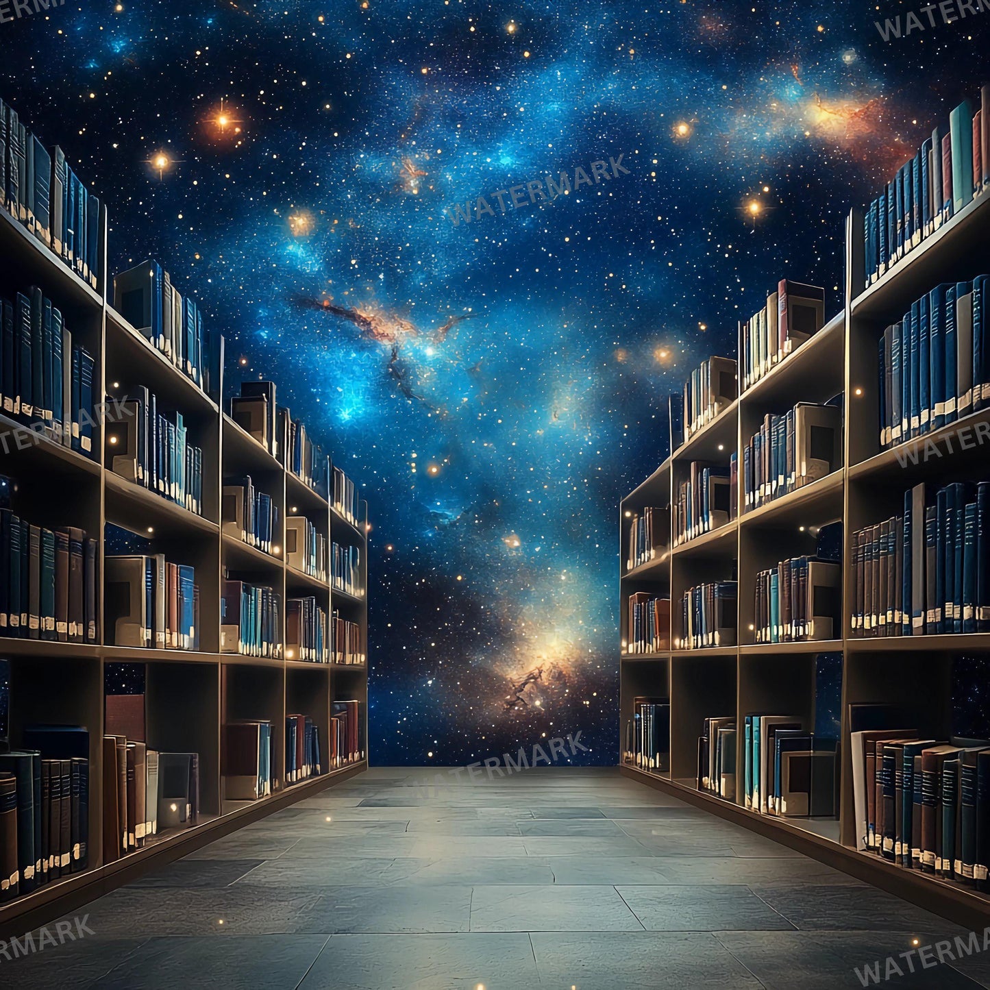 Cosmic Library Backdrop - Set of 9 Digital Backgrounds and Photoshop Overlays for Portraits, Fantasy, Magical, Wizarding School Backdrops