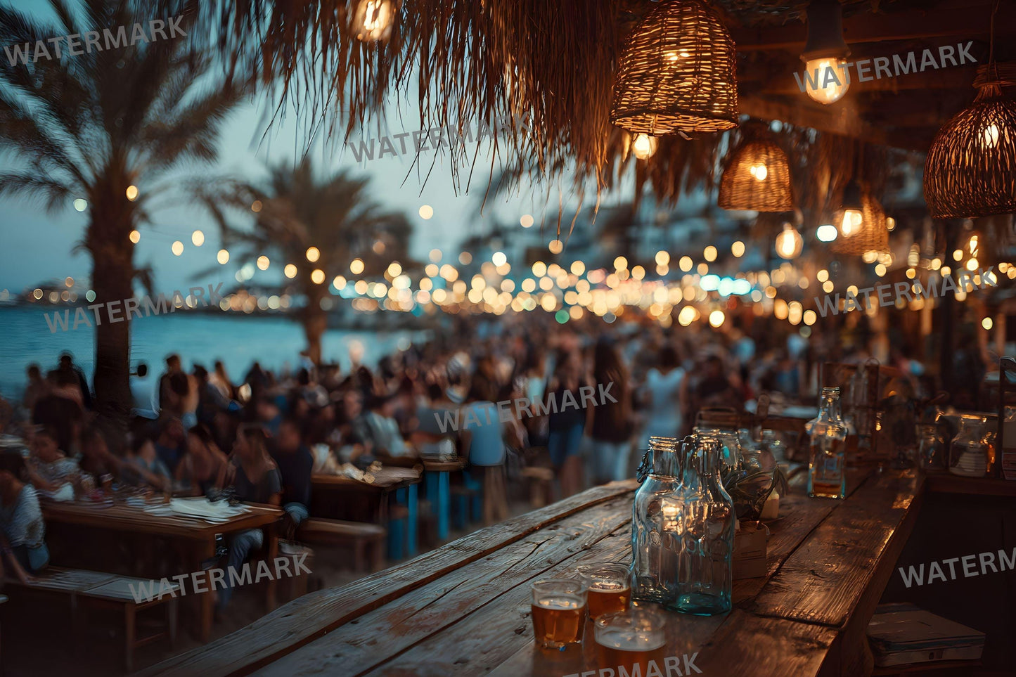 Beach Bar Photography Backdrops - 16 JPGs | Tropical Island Digital Backgrounds, Sunset Party Photo Overlays, Summer Vibe Studio Props