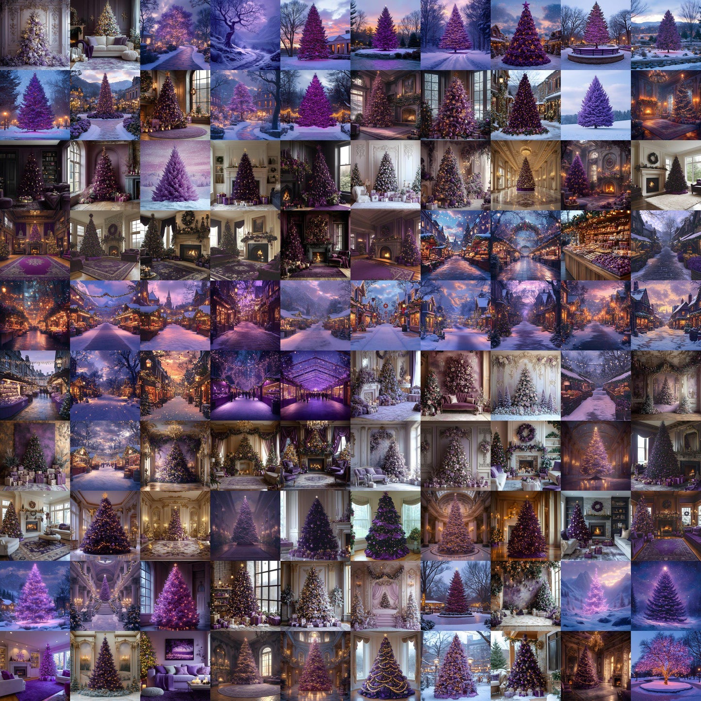 Amethyst Christmas Backdrops | Violet, Purple Christmas Festive Backdrops, Holiday Season Christmas Background