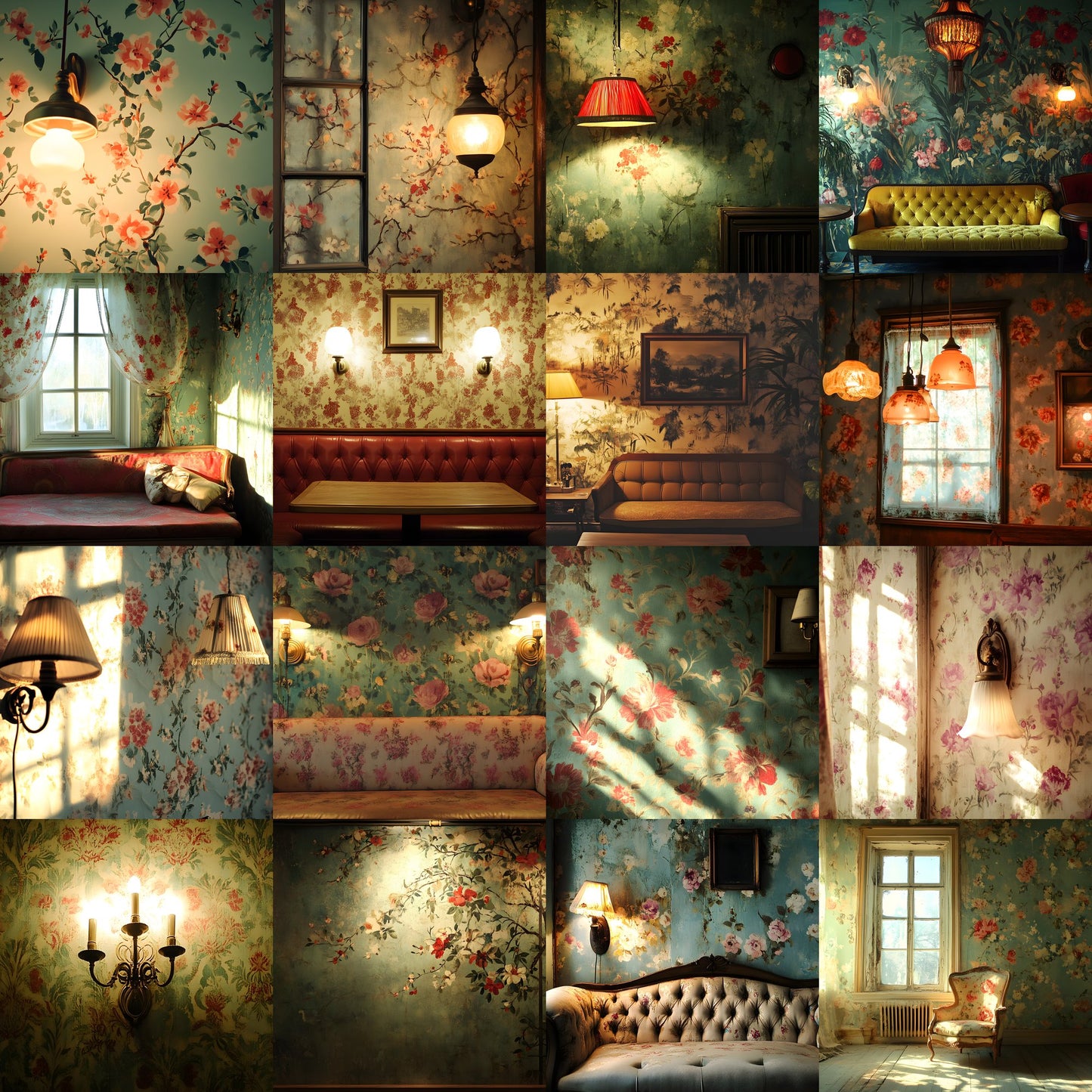 Vintage Wallpaper Room Digital Backdrop, Photography Backgrounds, Antique Interior Photo Prop, High-Res Image for Photographers