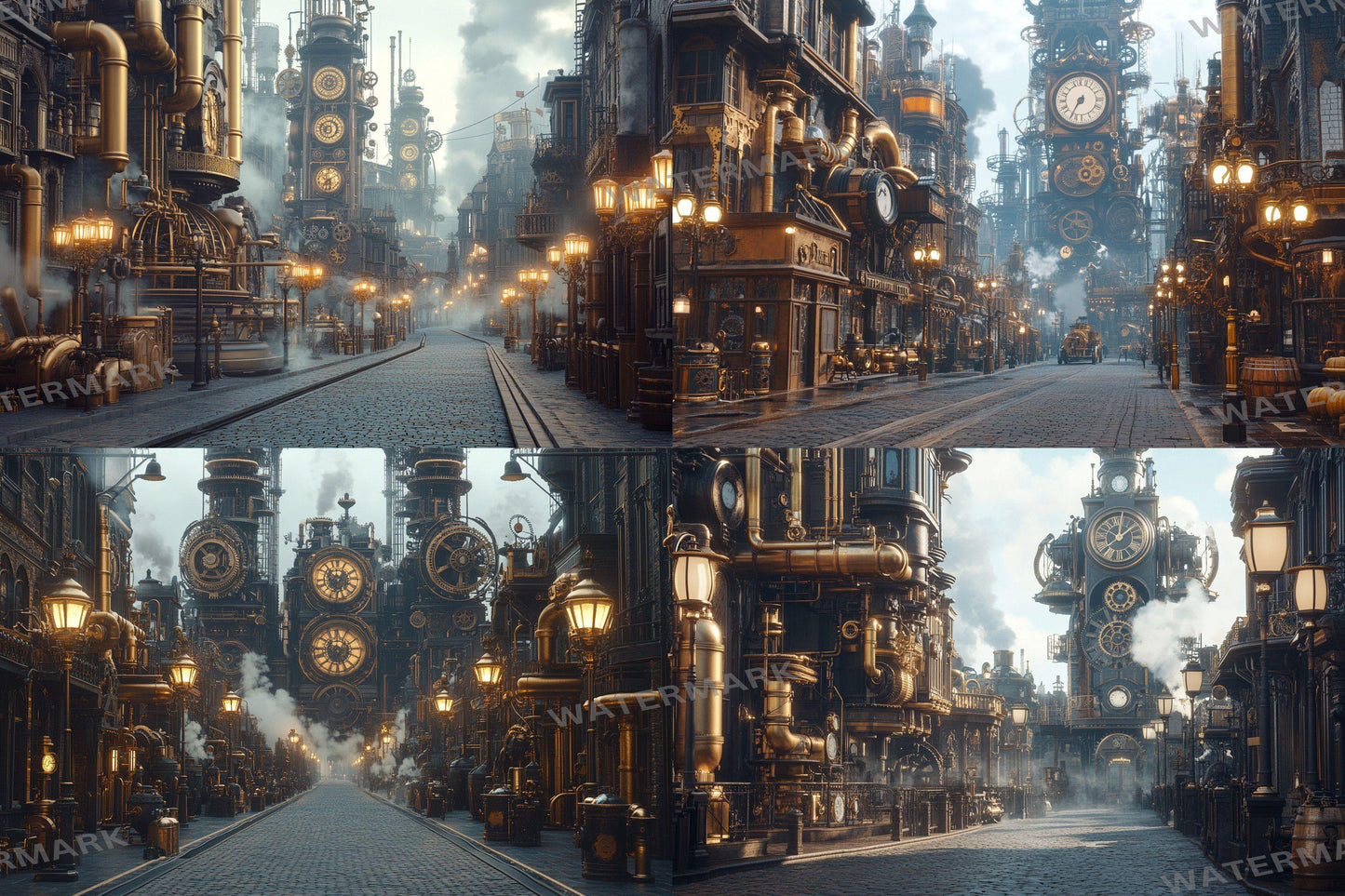 Steampunk Street Backdrops - Victorian Industrial Photography Backgrounds - Gaslamp Fantasy Cityscapes - Digital Download -Background