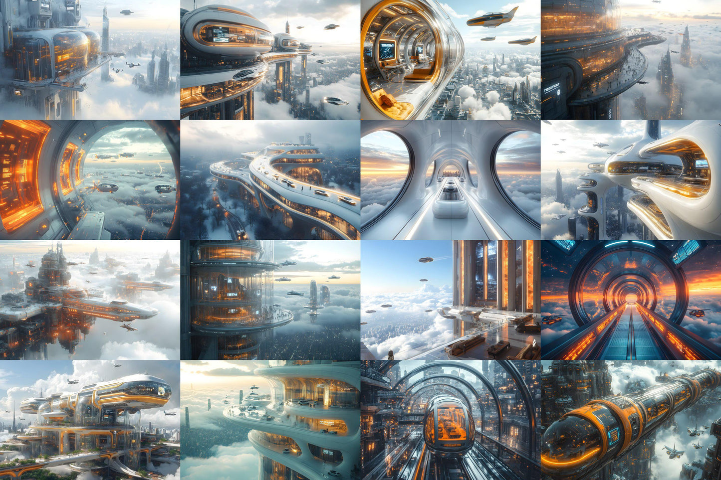 Futuristic Transit Hub Backdrops, Digital Sci-Fi Backgrounds, Hi-Tec City Aesthetic, Photoshop Overlays - Futuristic City Backgrounds