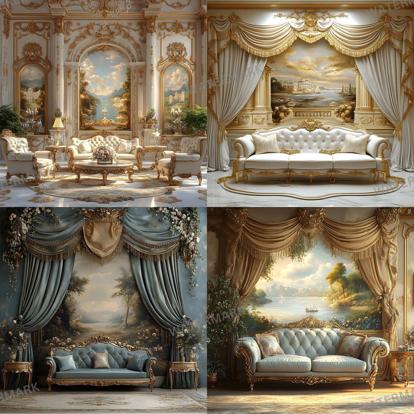 Royal Sitting Backdrops - Regal Digital Backgrounds for Portraits, Branding & Photography - Regal Room Backgrounds - Luxury Backdrops