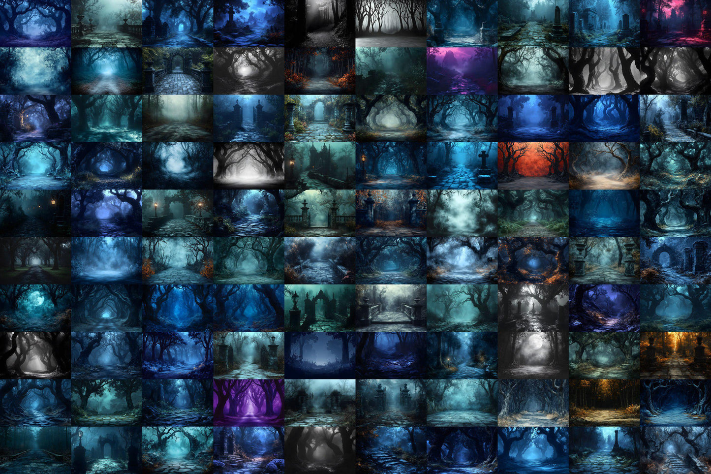Spooky Forest Backdrops, Haunted Forest Backgrounds, Halloween Digital Scenes, Photoshop, Eerie Photography Overlays, Haunted Woodlands