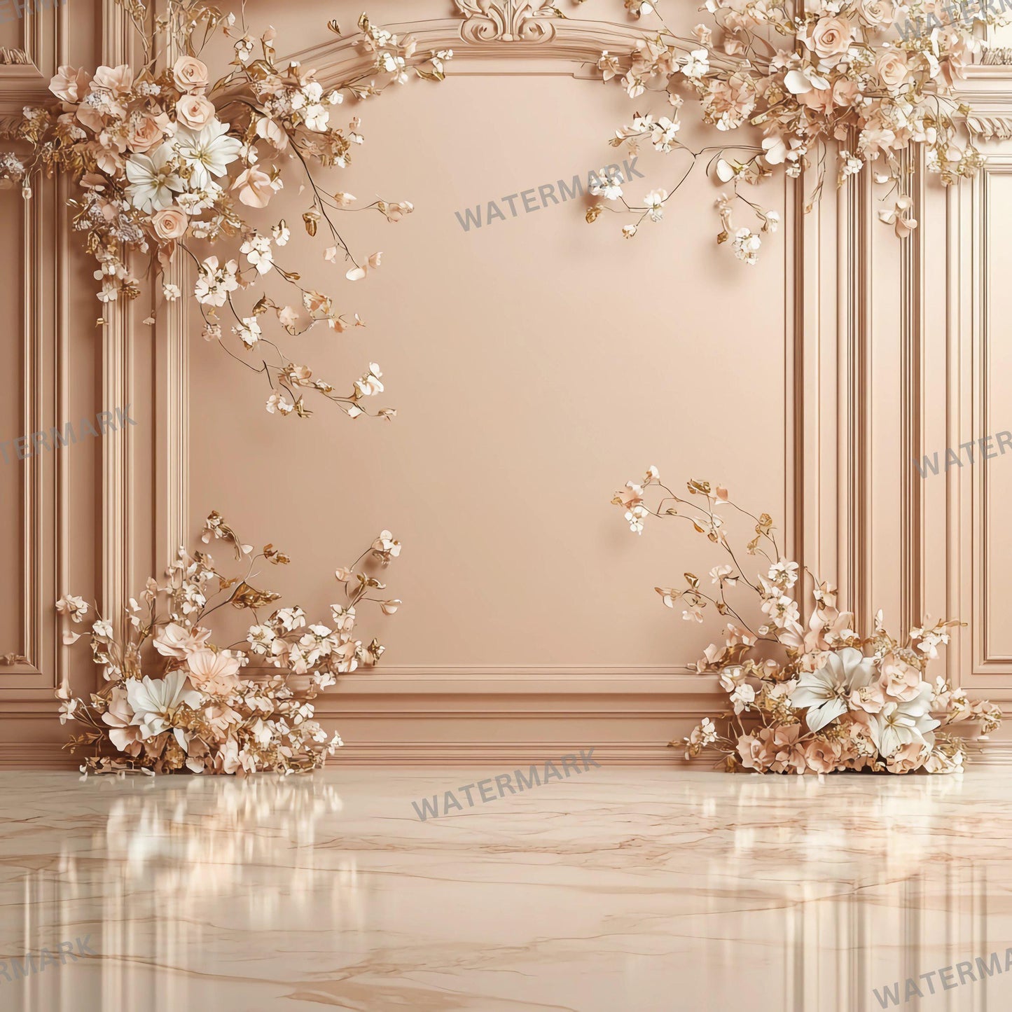 Photography Studio Backdrops, Elegant Floral Backgrounds, Peach and Cream Tones, Digital Props for Photoshoots and Creative Projects