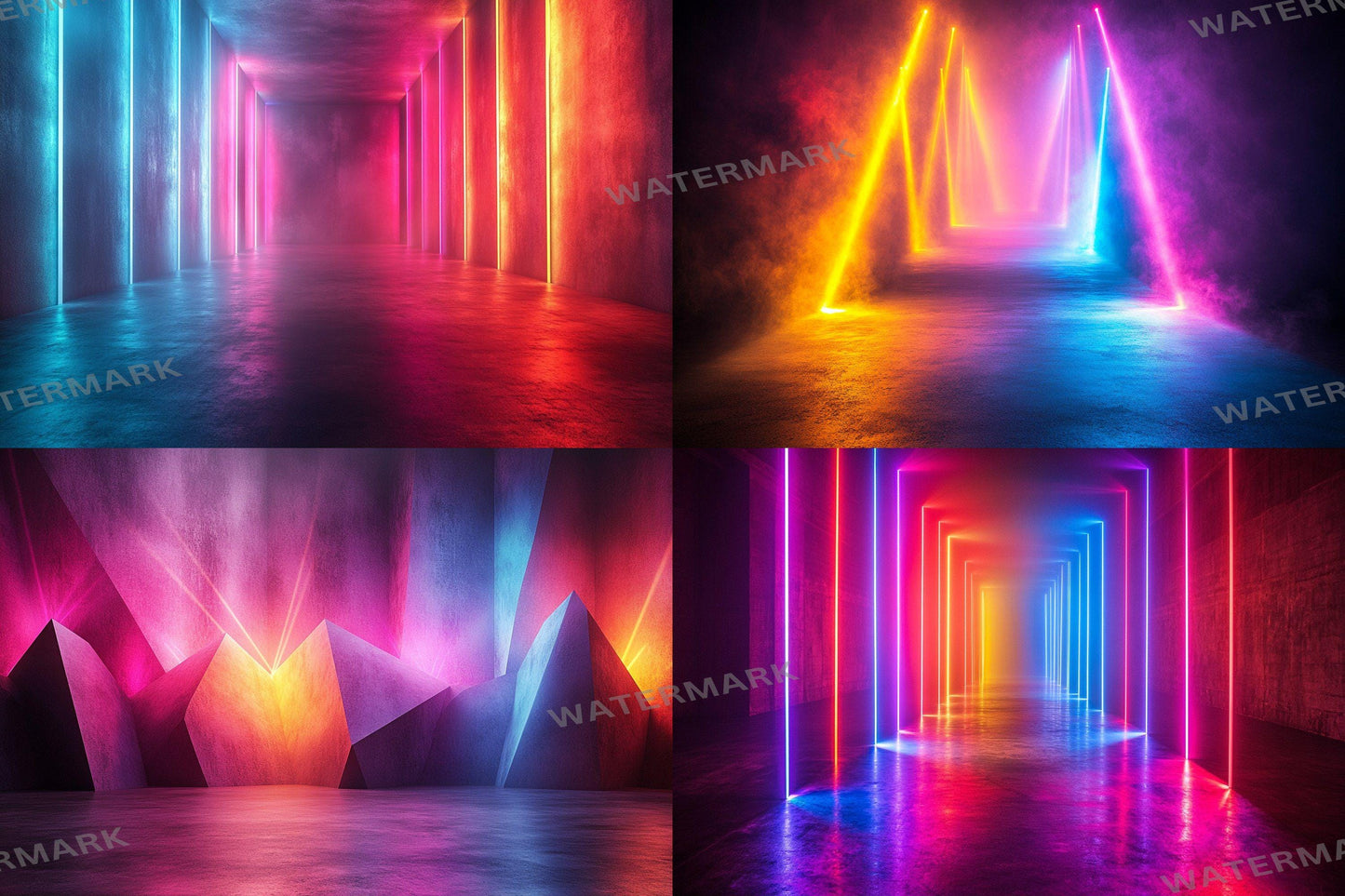 Modern Lightscape Glow Digital Backdrops - 6High-Resolution PNGs for Photography 00x00px - Commercial Use Allowed - Digital Backdrops