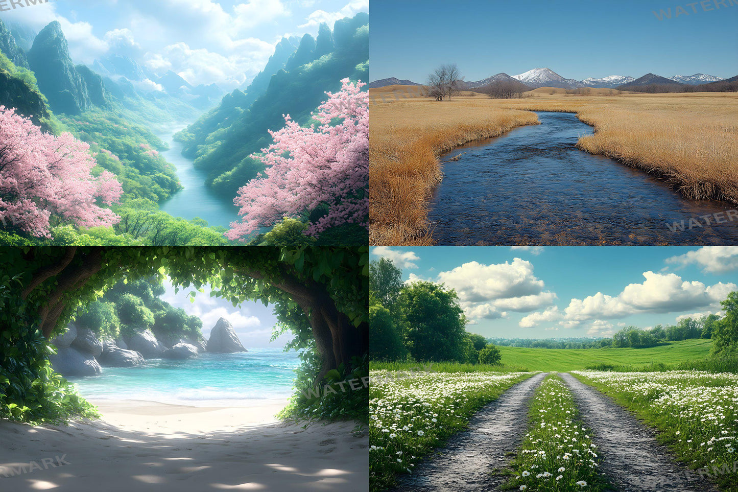 Natural Landscape Backdrops - Scenic Nature Digital Backgrounds - Forest, Mountains, Lakes, and Fields Backgrounds - Nature Wallpaper