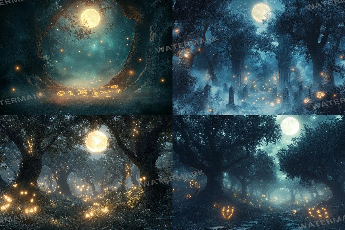 Haunting Witchs Forest Backdrops for Digital Art Photography - Warm Inviting PNGs 00x00px for Creative Projects Commercial Use