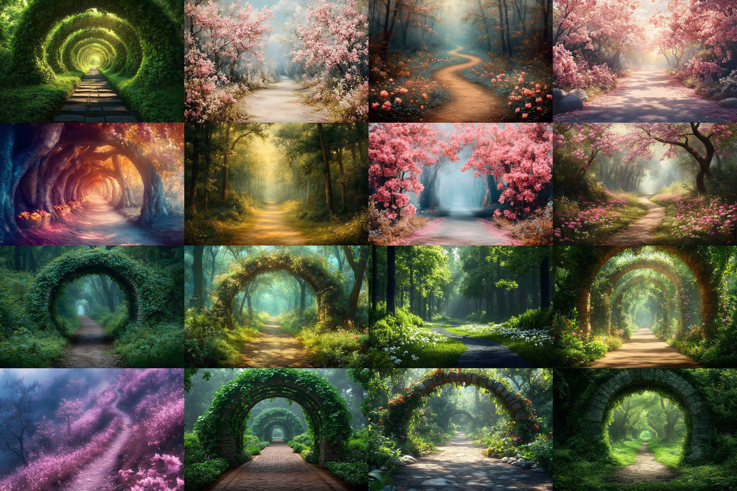Enchanted Forest Backdrops for Photography ��������� Magical Digital Portraits Backgrounds, Magic Woodland, Lush Green Tree & Floral Backdrops