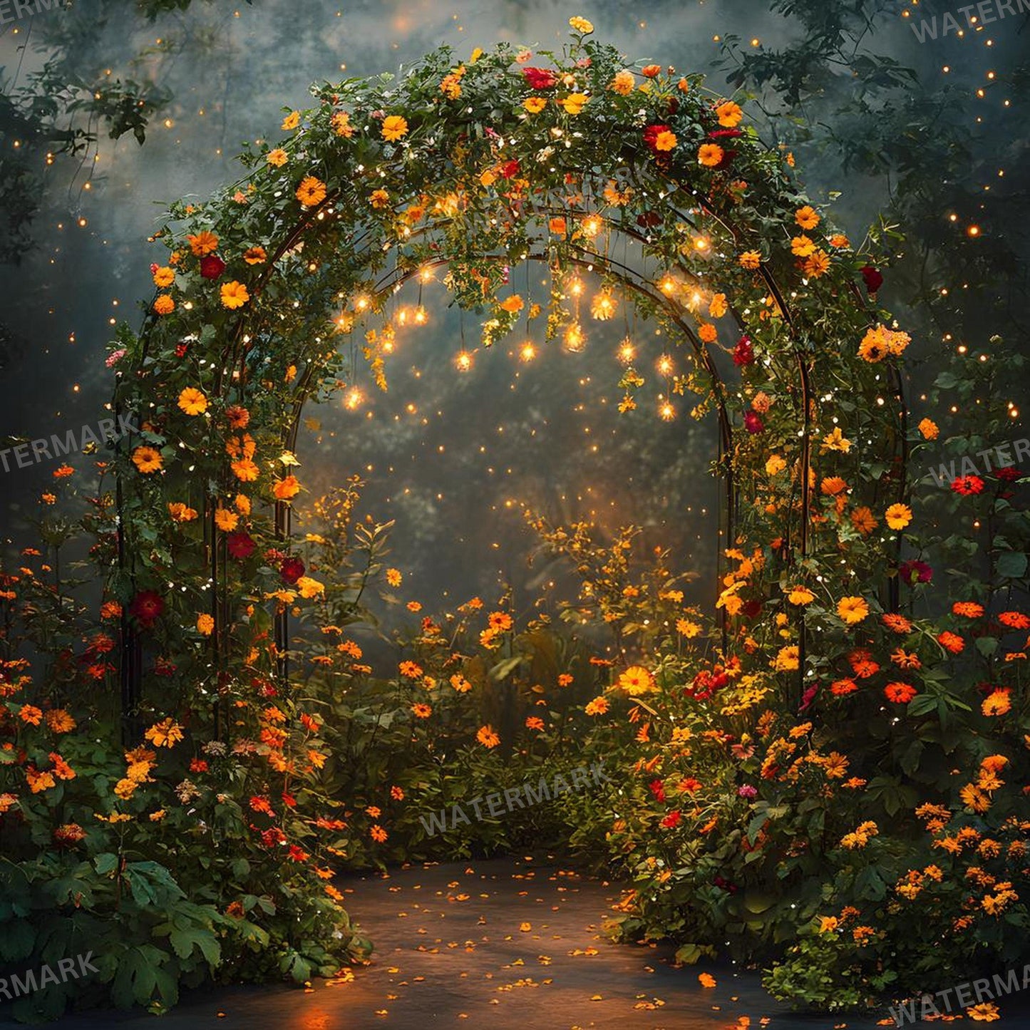 Bohemian Garden Backdrops, Magical Floral Archway Scenes for Weddings, Maternity, Parties, Floral Photography Background, Boho Backdrop