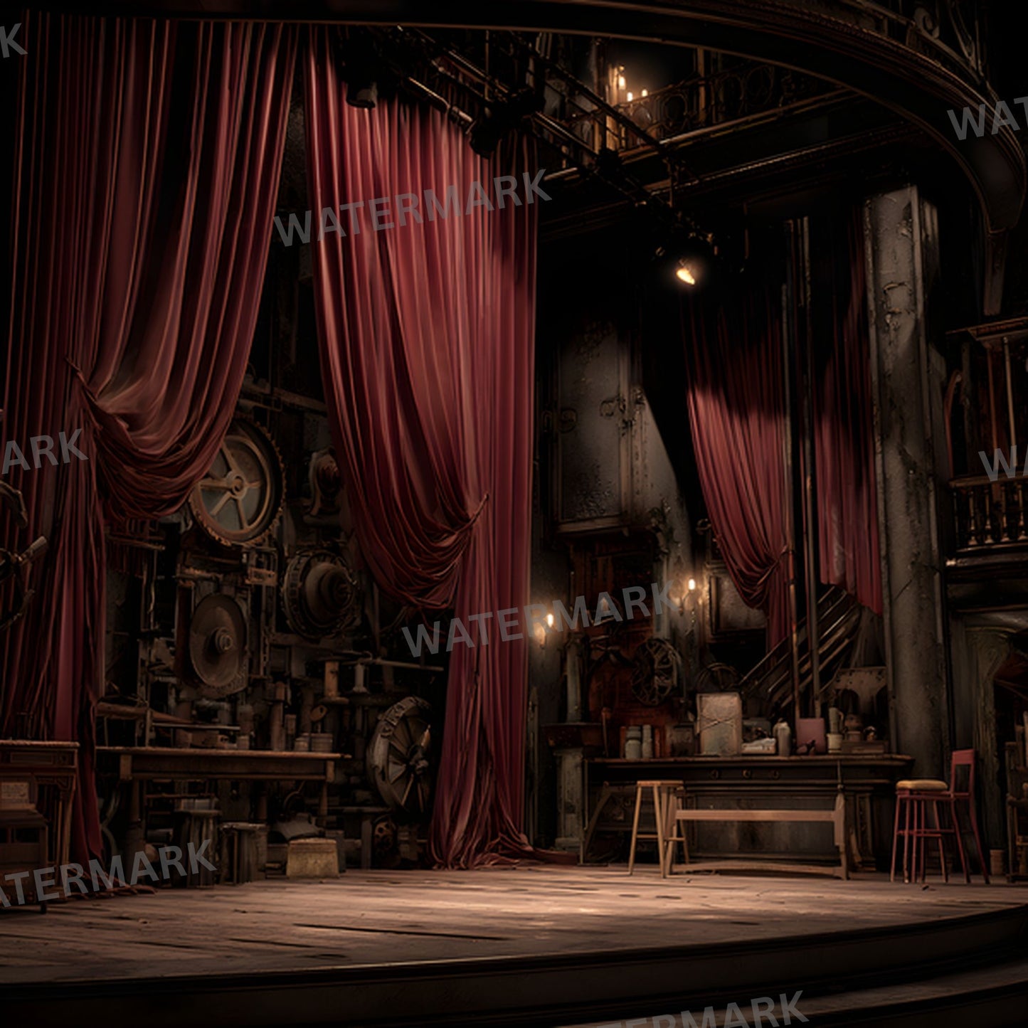 Abandoned Victorian Theater Digital Backdrop, Moody Interior Photography Background, Stage Set, Gothic Theater Design, Dark Academia Digital Art
