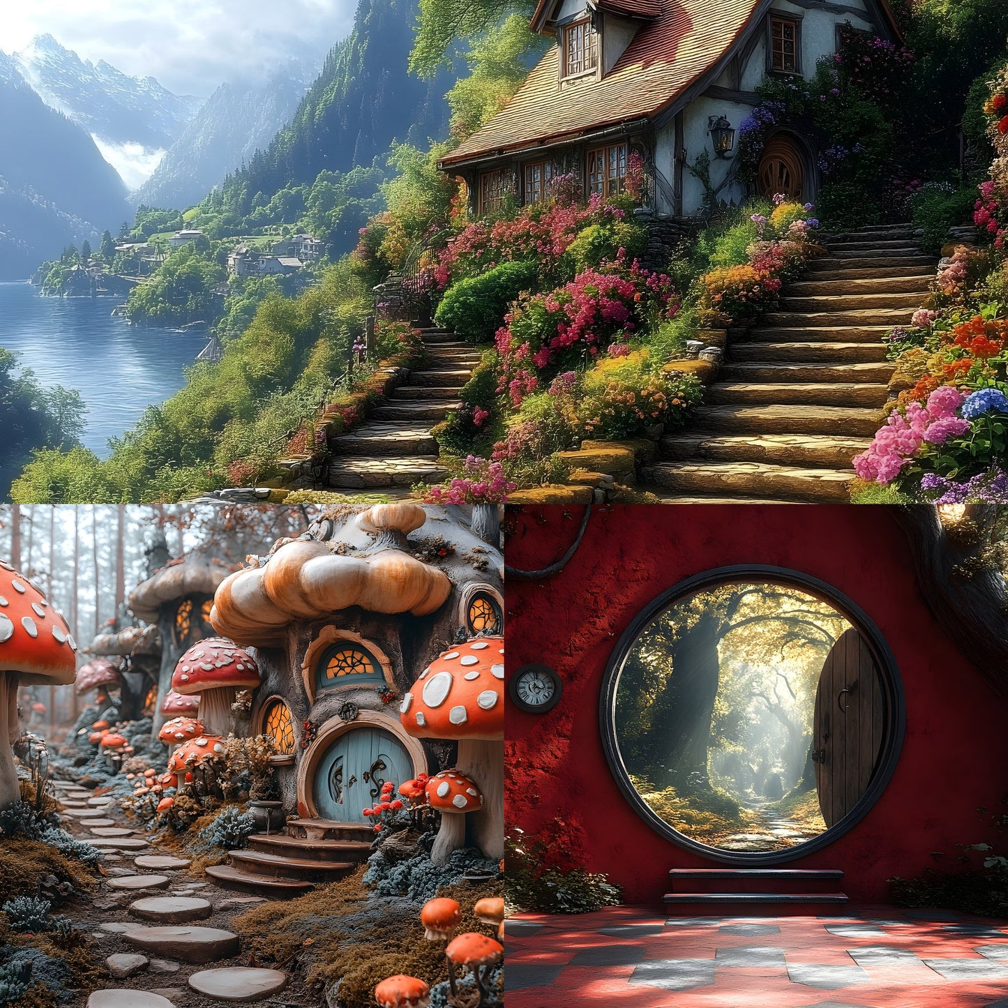 Alice in Wonderland Backdrop Set, Fantasy Storybook Digital Backgrounds for Photography, Whimsical Party Photo Booth, Images