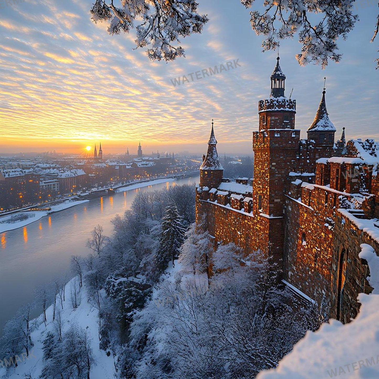 Winter Castle Digital Backdrops - Magical Winter Wonderland Photo Backdrops for Photographers, Family Portraits, Visual Storytelling
