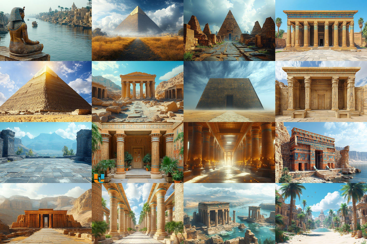 Ancient Egyptian Backdrops - Pyramids Temples Photography Backgrounds - Pharaohs Ruins Historical Scenes - Digital Download