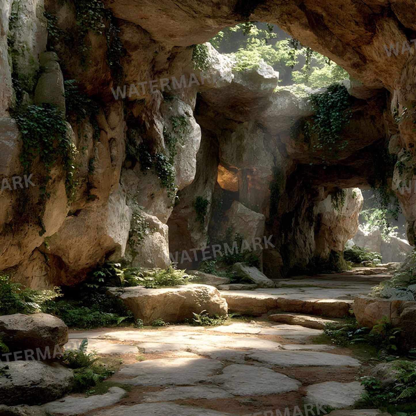 Ancient Stone Cave Digital Backdrop, Fantasy Photography Background, Photo Prop, Mythical Scene, Fine Art Photography, High Resolution Image