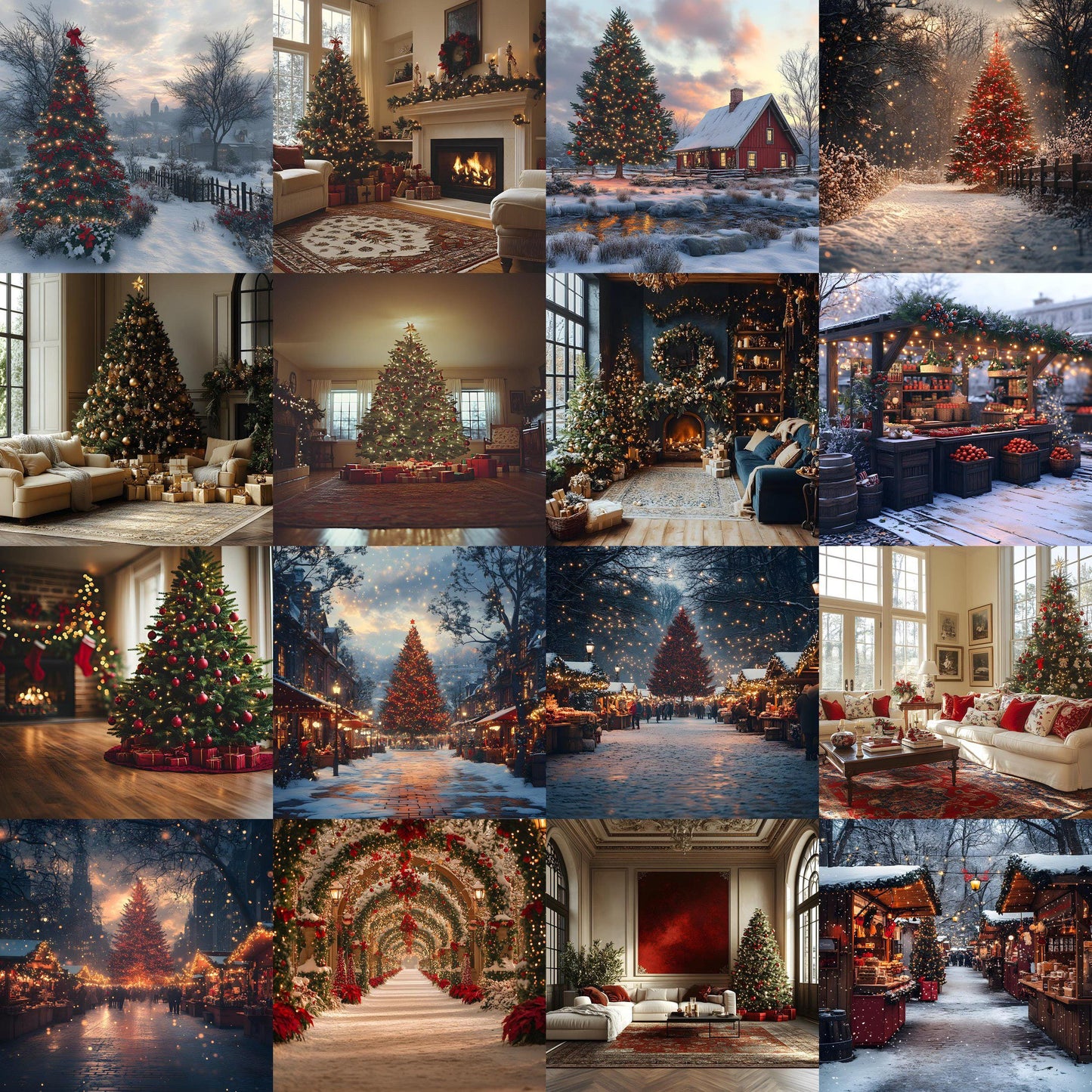 Classic Christmas Backdrops, Digital Backdrop, Santa Christmas Backdrop For Kids Family, Festive Digital Download Christmas Background