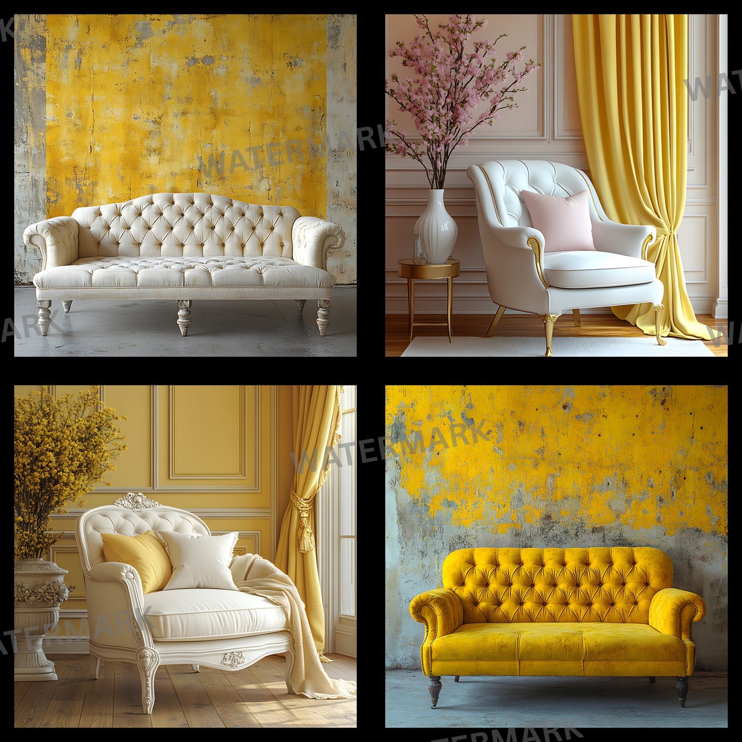 Yellow Pastel Room Digital Backdrop, Square Photography Background for Etsy Shop, Product Flat Lay, Social Media Mockup, Commercial Use