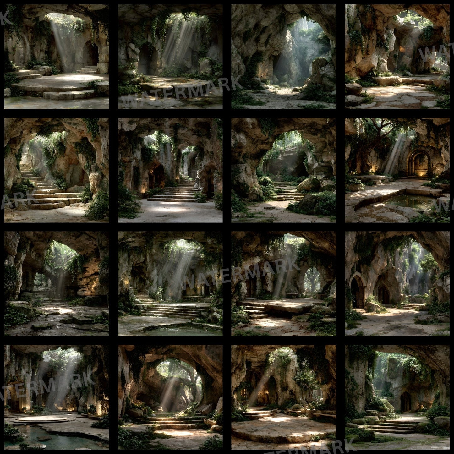 Ancient Stone Cave Digital Backdrop, Fantasy Photography Background, Photo Prop, Mythical Scene, Fine Art Photography, High Resolution Image