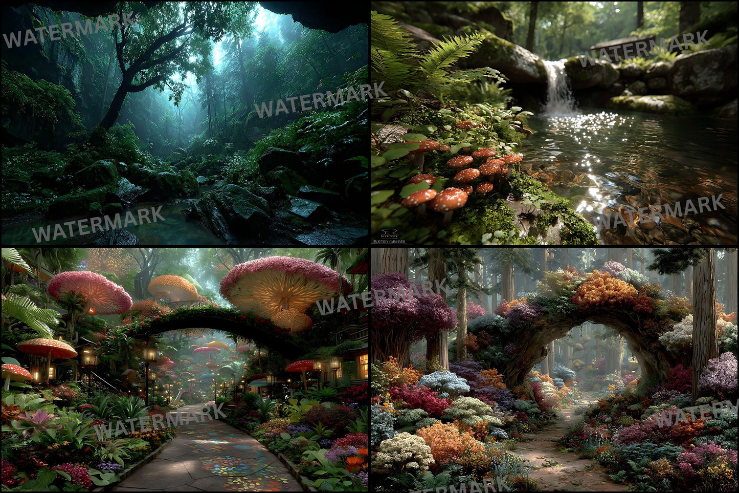 Alice in Wonderland Backdrop Set, Enchanted Forest Backgrounds, Magical Photography, Digital Download for Fantasy Storytelling