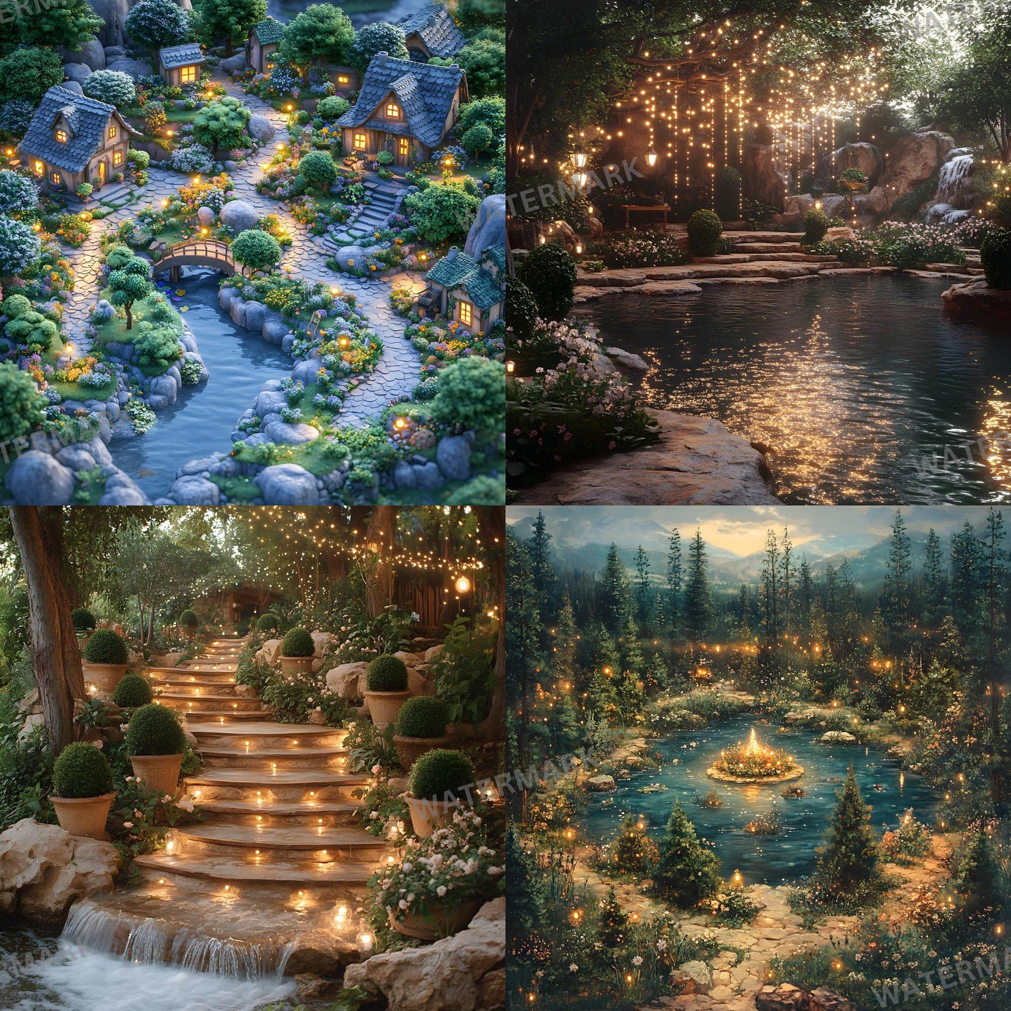 Enchanted Garden Backdrops - Magical Digital Backgrounds for Photography, Photoshop Overlays & Floral Designs