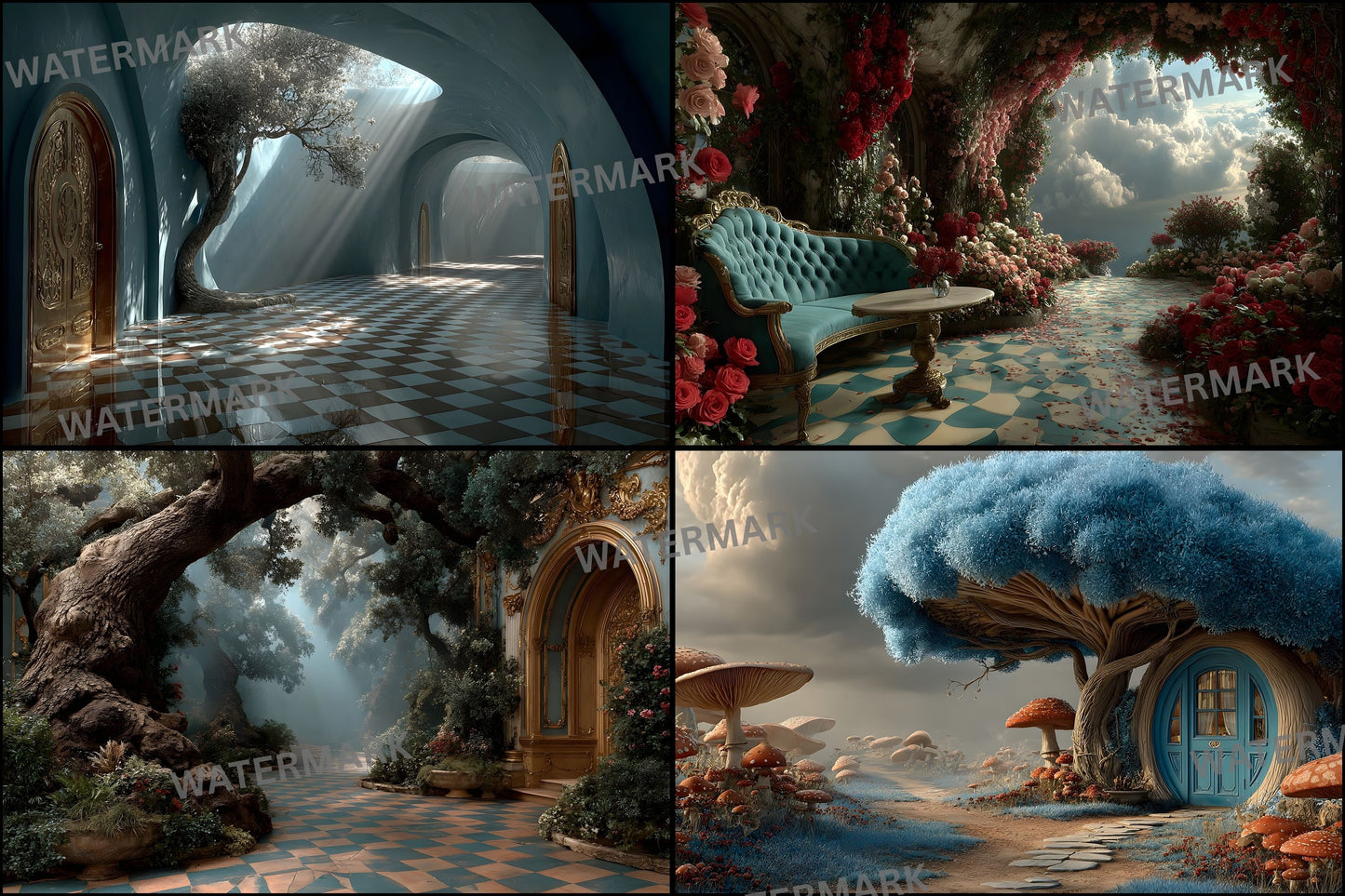 Alice in Wonderland Backdrop Digital Download, Whimsical Background for Photography, Fantasy Photo Prop, Dreamy Party Decor