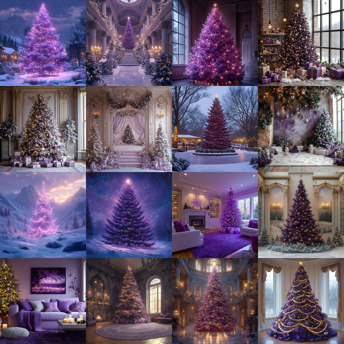 Amethyst Christmas Backdrops | Violet, Purple Christmas Festive Backdrops, Holiday Season Christmas Background