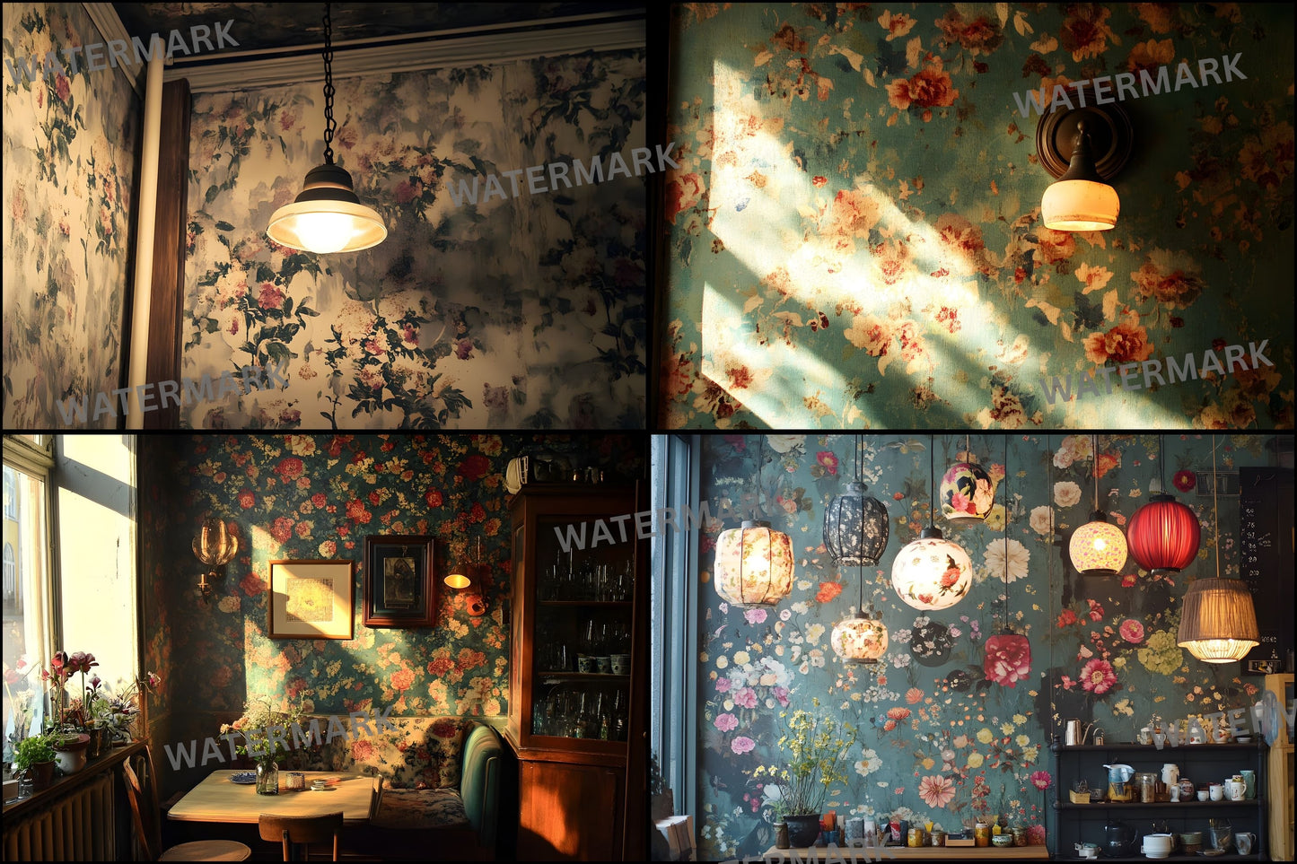 Vintage Wallpaper Room Digital Backdrop, Photography Backgrounds, Antique Interior Photo Prop, Elegant Scene Setter, High-Res Images