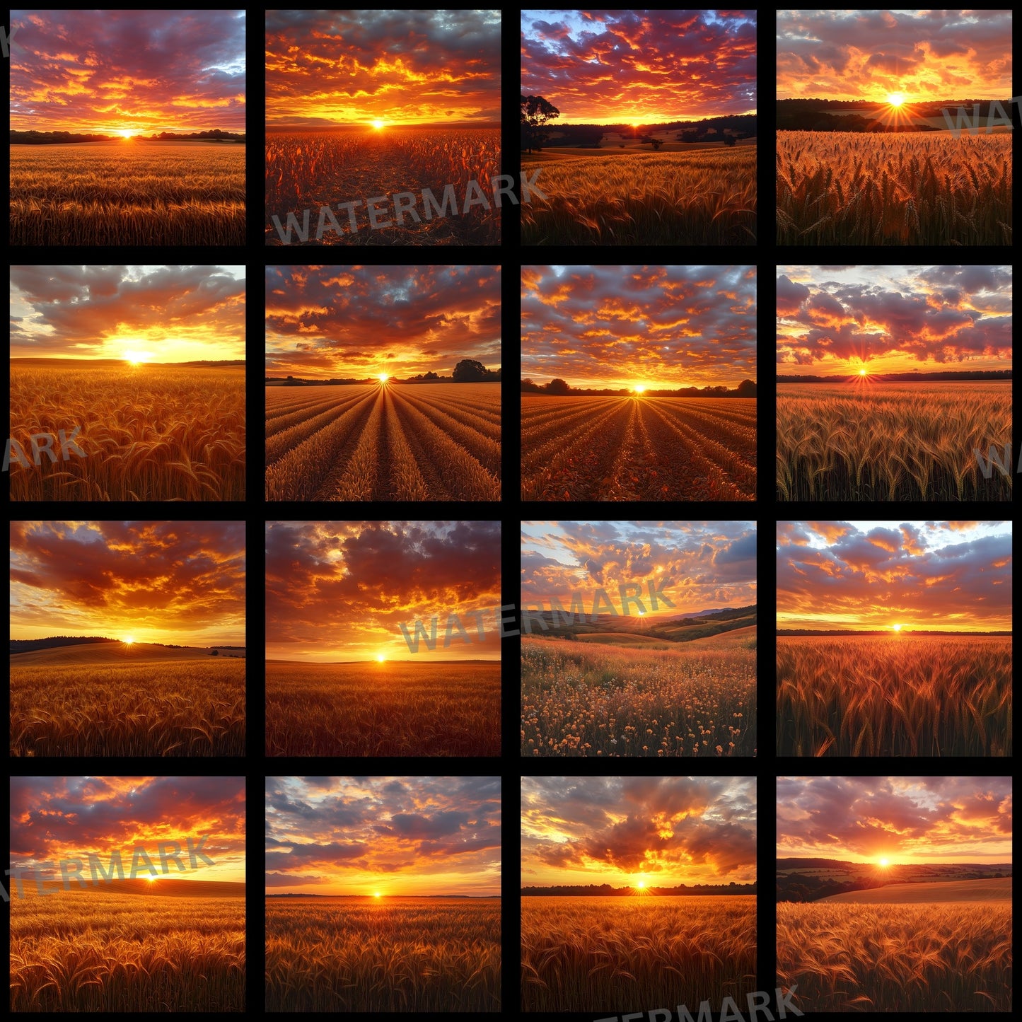 Warm Sunset Photography Backdrop, Golden Hour Digital Background for Portraits, Square Format Photo Booth Prop, Dreamy Sky Photography Resource
