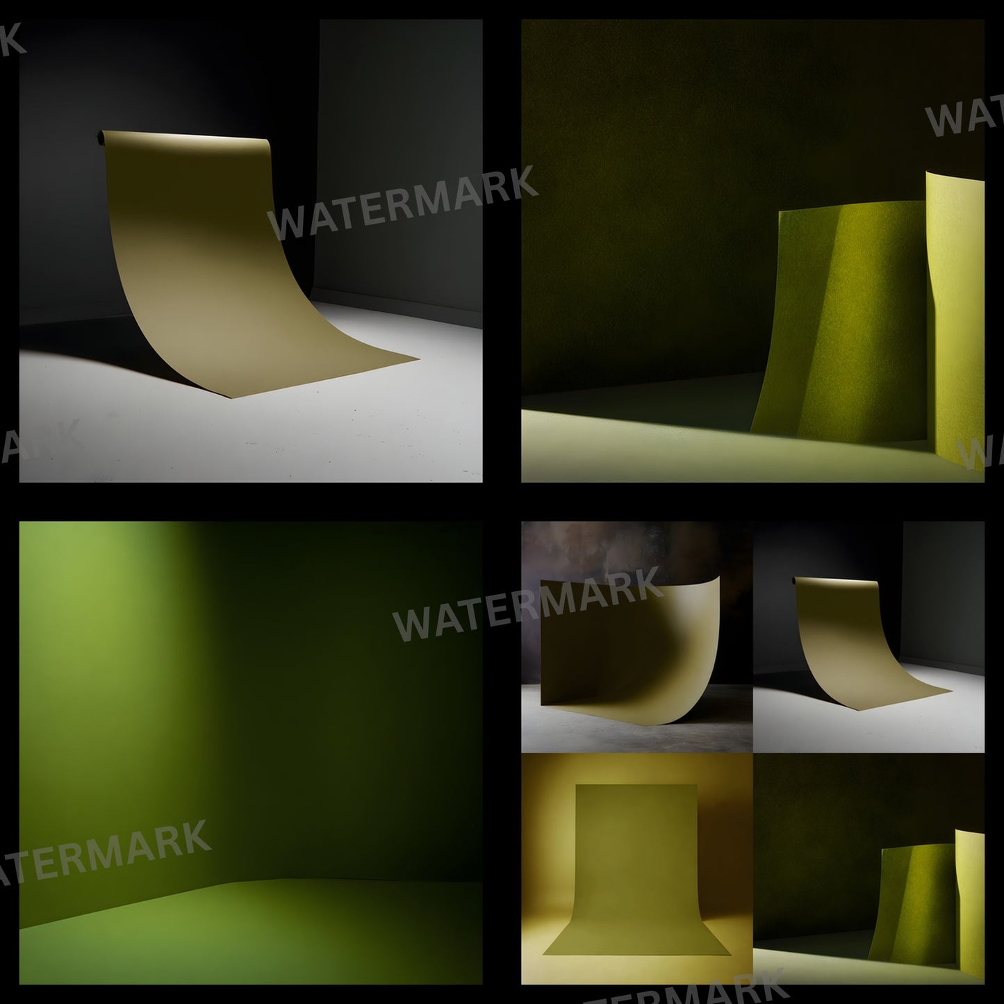 Olive Green Digital Backdrop,Texture Background for Photography, Videography, Virtual Studio, Cyclorama Wall, Square Format Images